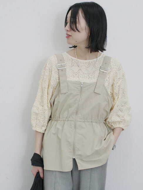 Samansa Mos2 blue「フロントジップドロストビスチェ」|シャツ・ブラウス|