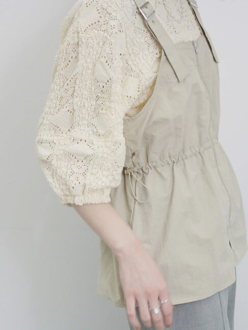 Samansa Mos2 blue「フロントジップドロストビスチェ」|シャツ・ブラウス|