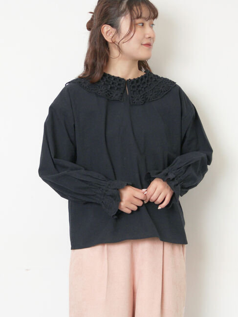 Samansa Mos2「【WEB限定】前後2WAYレース襟ブラウス」|シャツ・ブラウス|