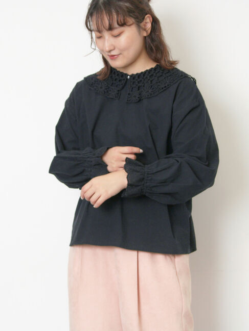 Samansa Mos2「【WEB限定】前後2WAYレース襟ブラウス」|シャツ・ブラウス|