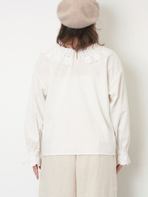Samansa Mos2「【WEB限定】前後2WAYレース襟ブラウス」|シャツ・ブラウス|