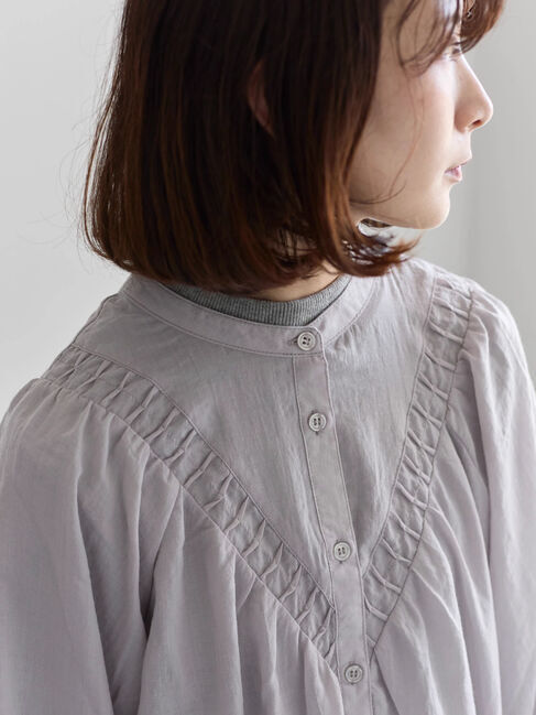 Samansa Mos2 blue「切替タックブラウス」|シャツ・ブラウス|