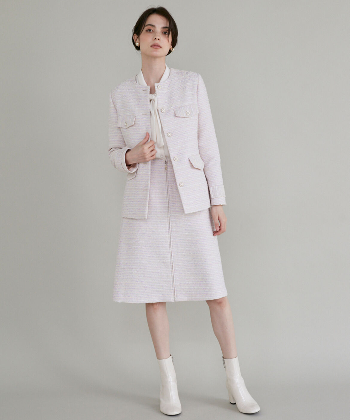 Maglie le cassetto「《M Maglie le cassetto》ファンシーツイードスカート」|台形|ラベンダー7