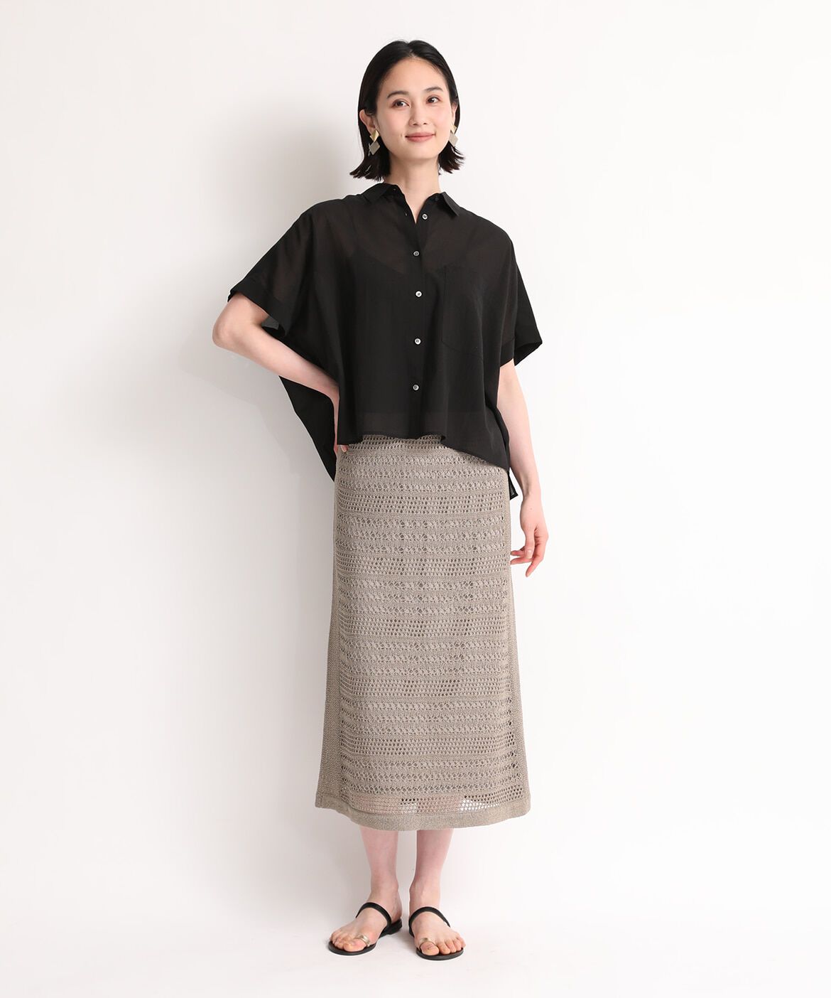 7-IDconcept.「《大きいサイズ》透かし柄ニットスカート」|スカート|