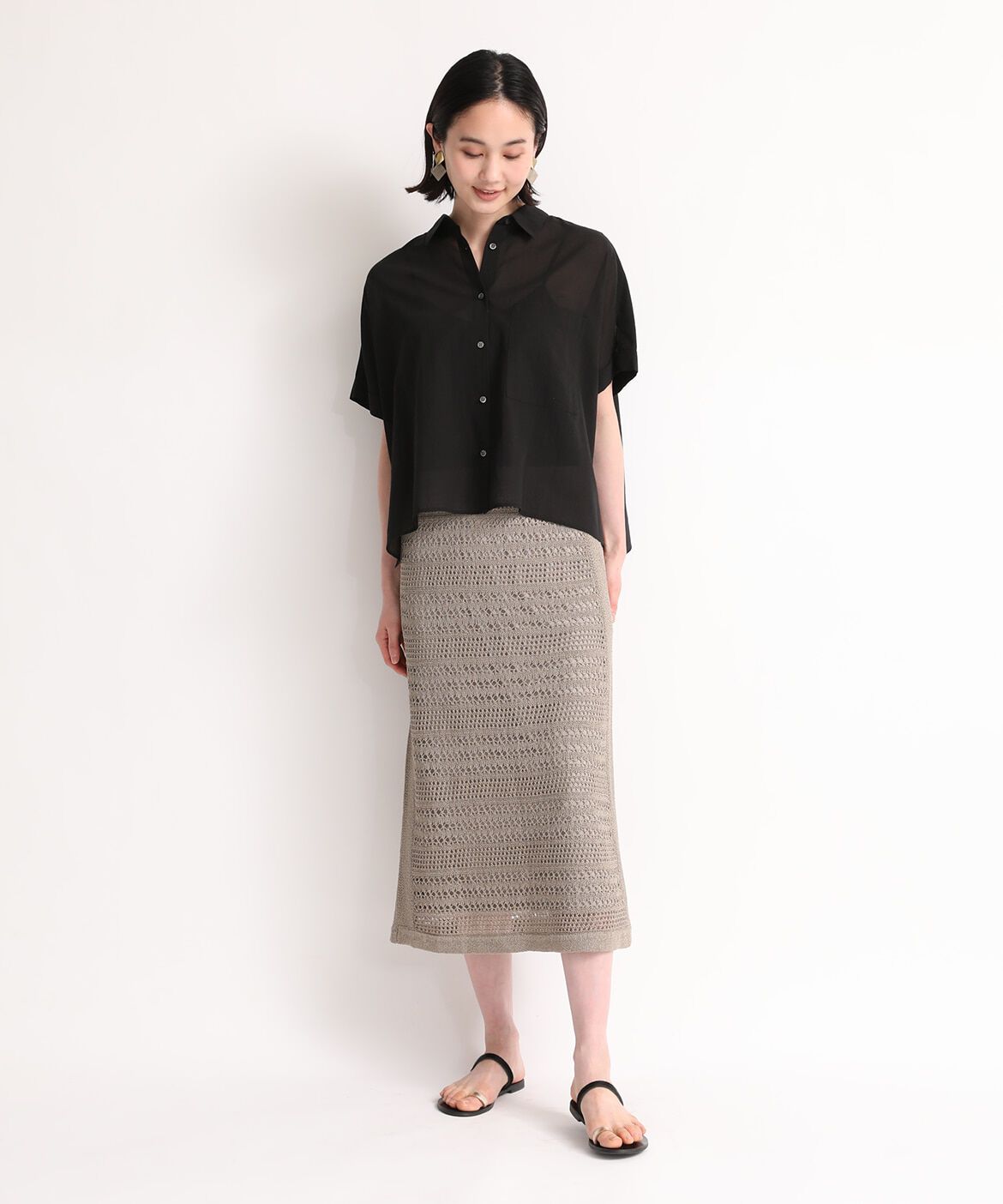 7-IDconcept.「《大きいサイズ》透かし柄ニットスカート」|スカート|