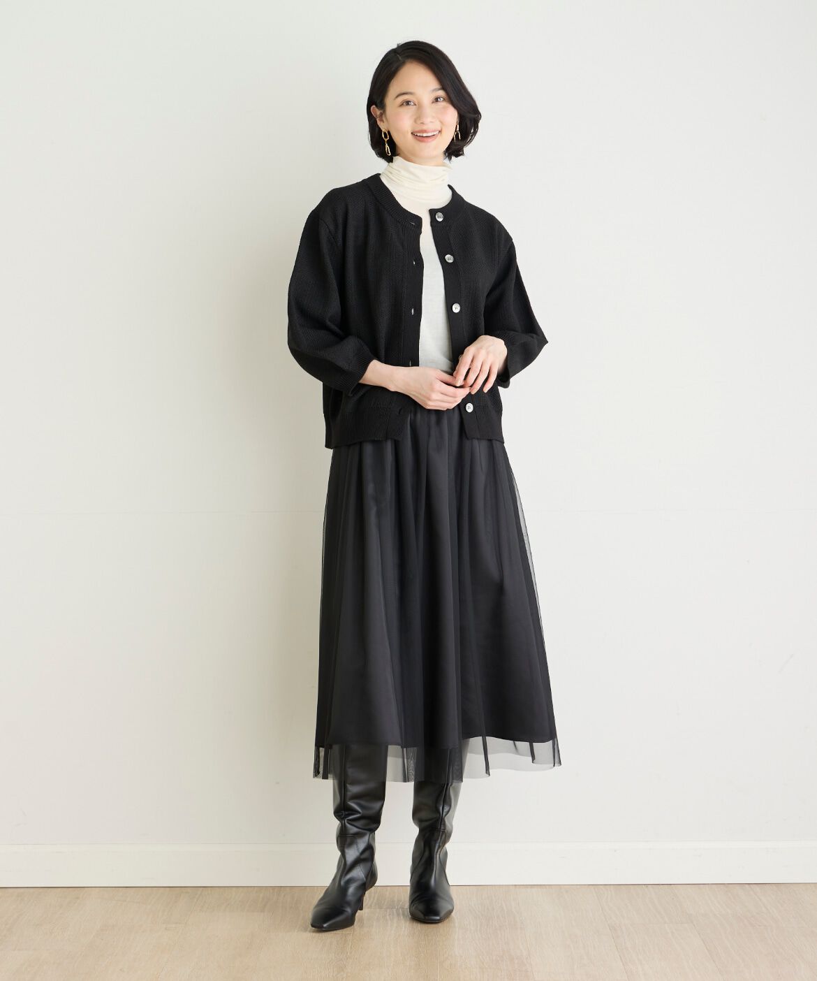 7-IDconcept.「《大きいサイズ》ボリュームスリーブカーディガン」|カーディガン|