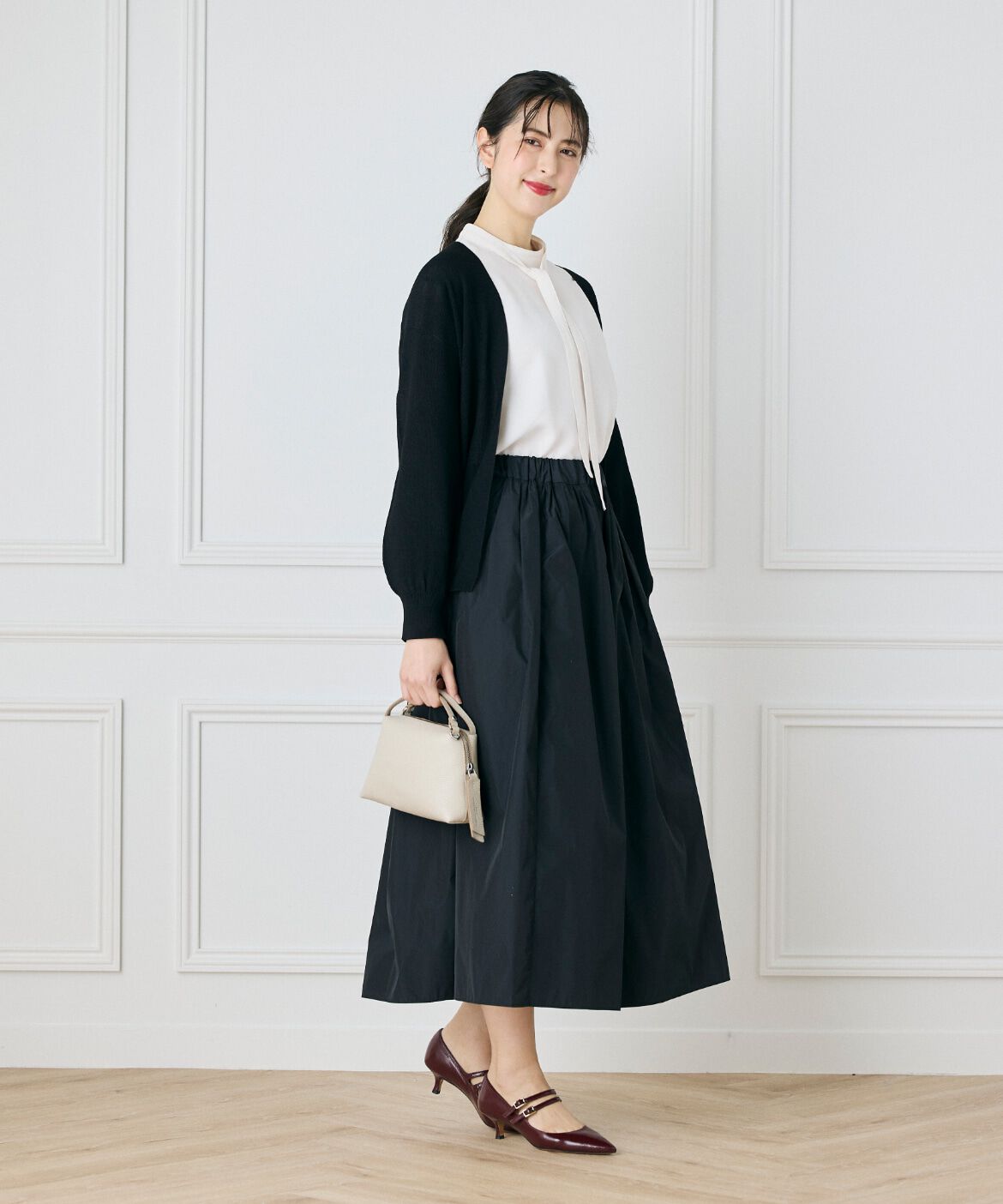 INED「《大きいサイズ》鹿の子編み着流しホールガーメントカーディガン《Cuoo》」|カーディガン|