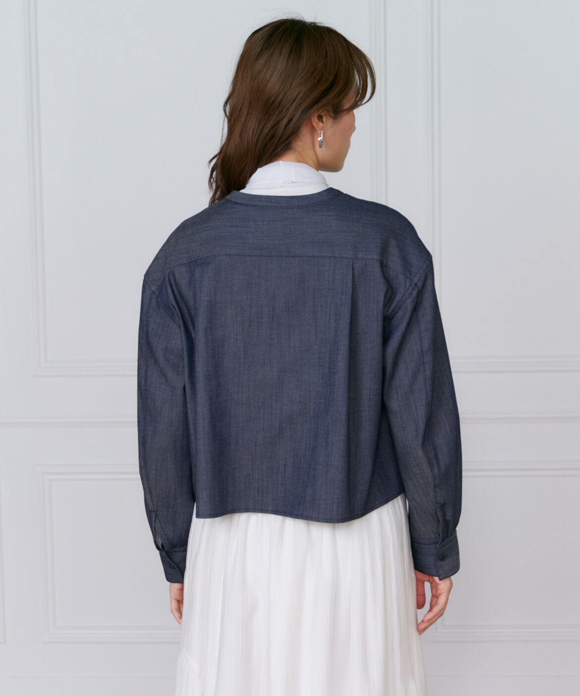 INED「《大きいサイズ》デニム風ブラウス」|シャツ・ブラウス|