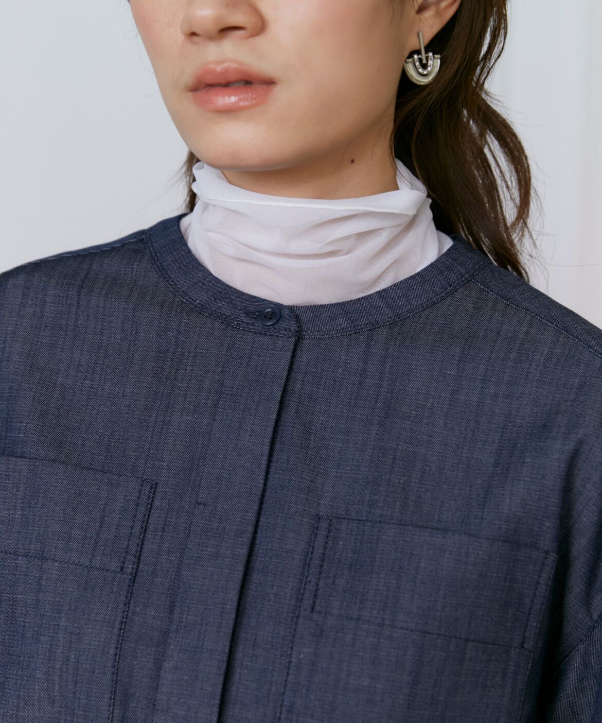 INED「《大きいサイズ》デニム風ブラウス」|シャツ・ブラウス|