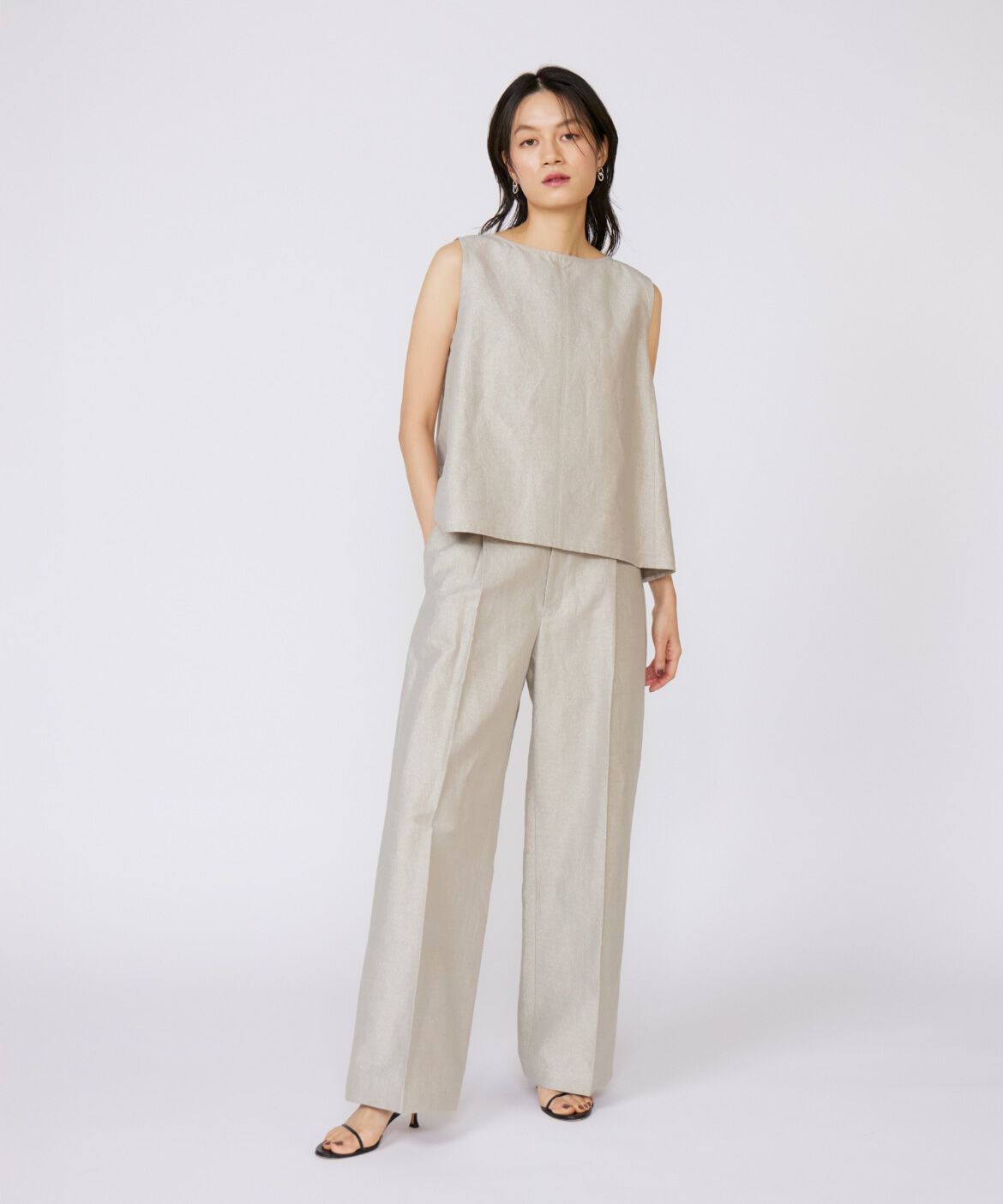 INED「ノースリーブラメブラウス」|シャツ・ブラウス|