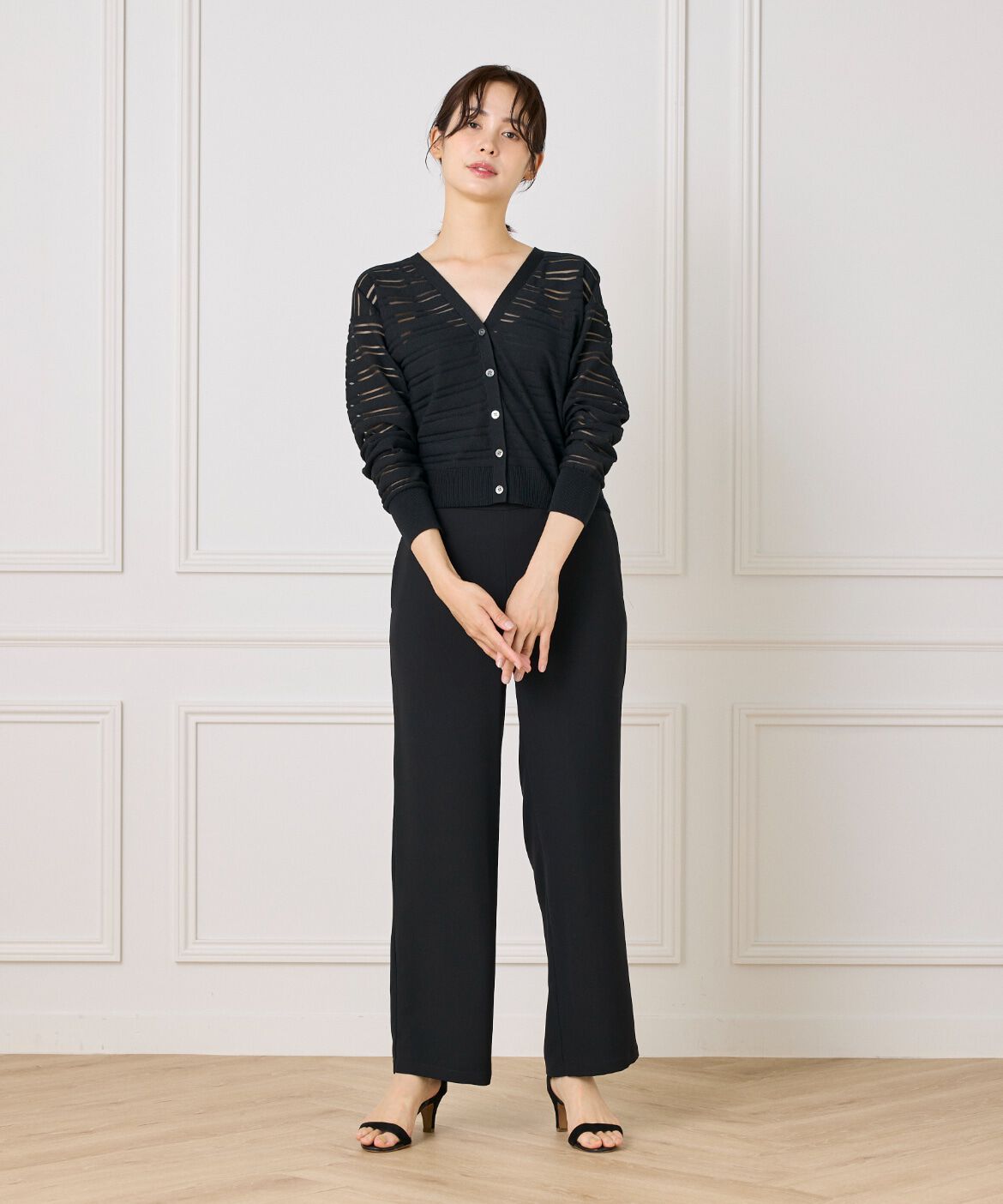 I.T.'S international「シアーボーダーニットカーディガン」|カーディガン|