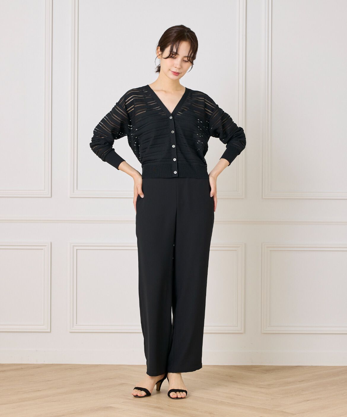 I.T.'S international「シアーボーダーニットカーディガン」|カーディガン|