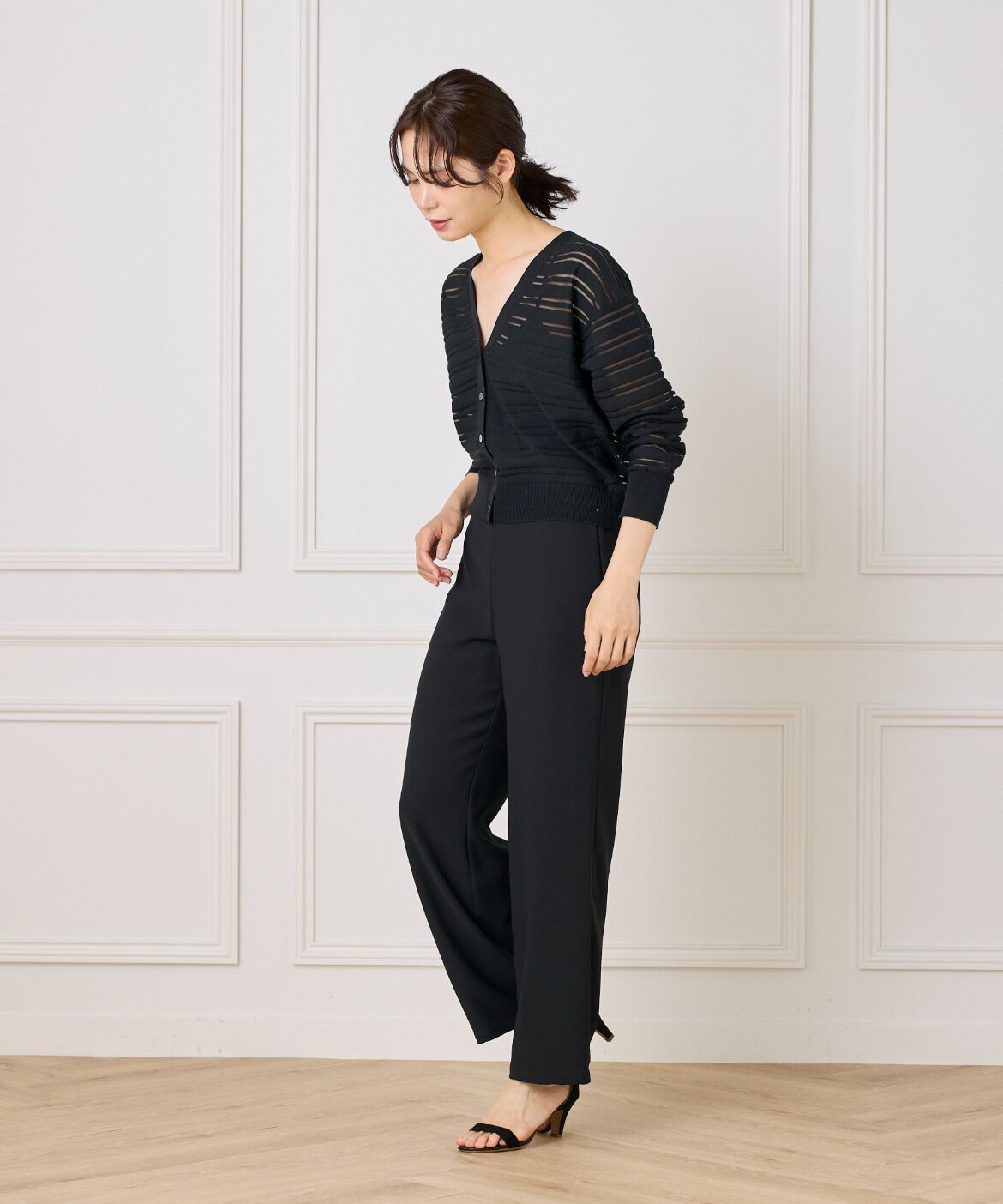 I.T.'S international「シアーボーダーニットカーディガン」|カーディガン|