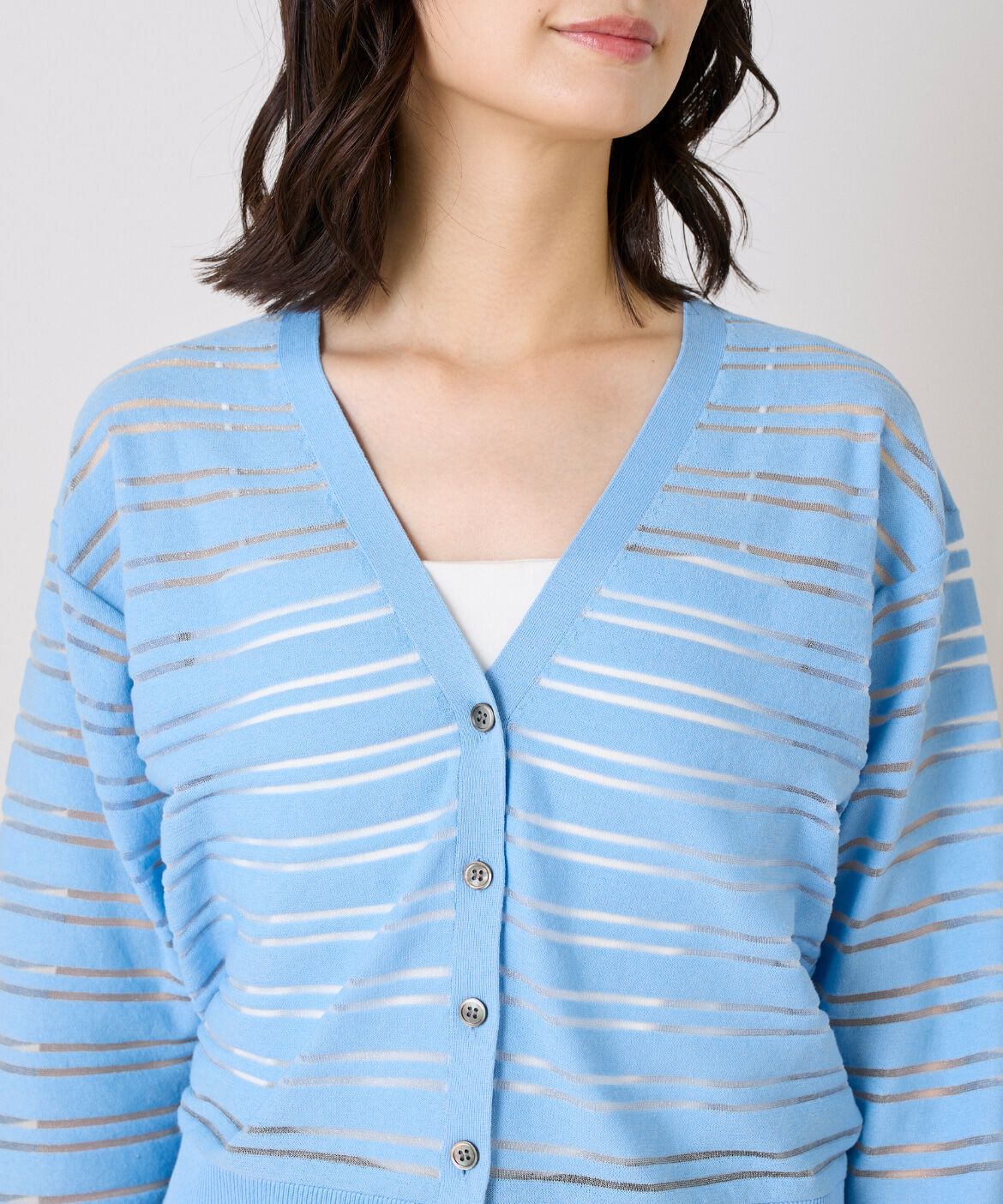 I.T.'S international「シアーボーダーニットカーディガン」|カーディガン|