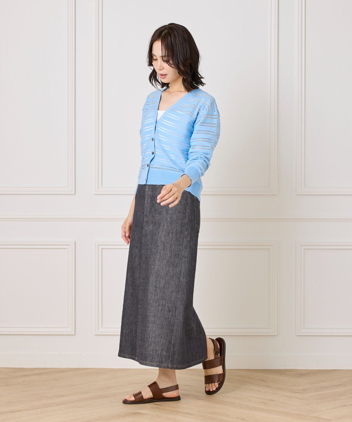 I.T.'S international「シアーボーダーニットカーディガン」|カーディガン|