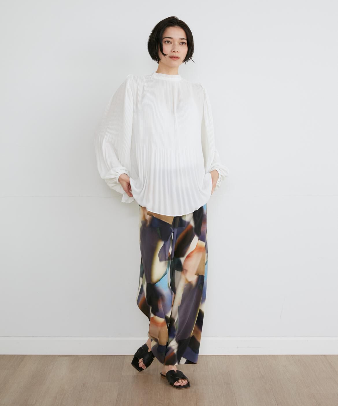 INED「《大きいサイズ》プリントワイドパンツ《la veille by SUPERIOR CLOSET》」|その他|