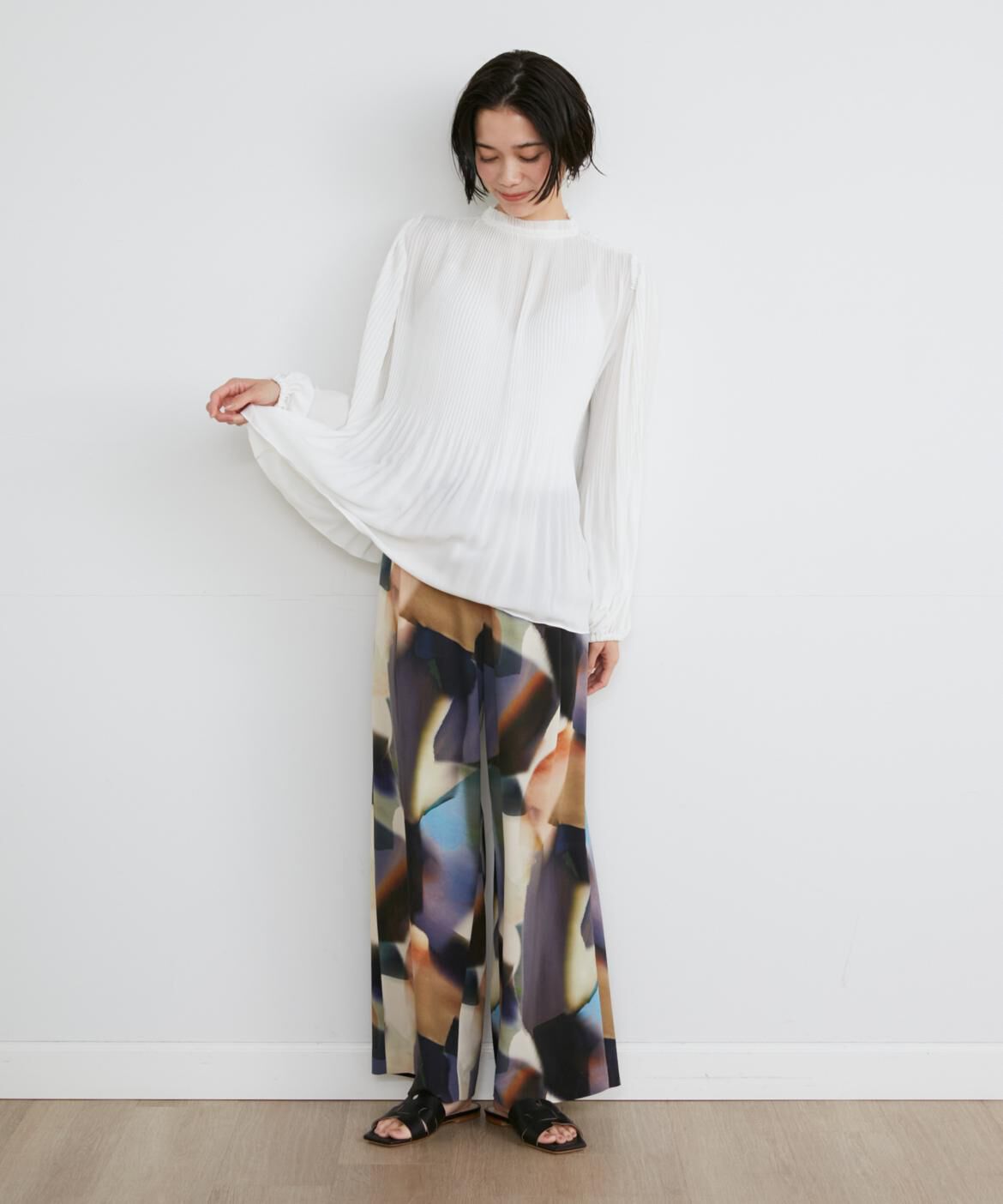 INED「《大きいサイズ》プリントワイドパンツ《la veille by SUPERIOR CLOSET》」|その他|