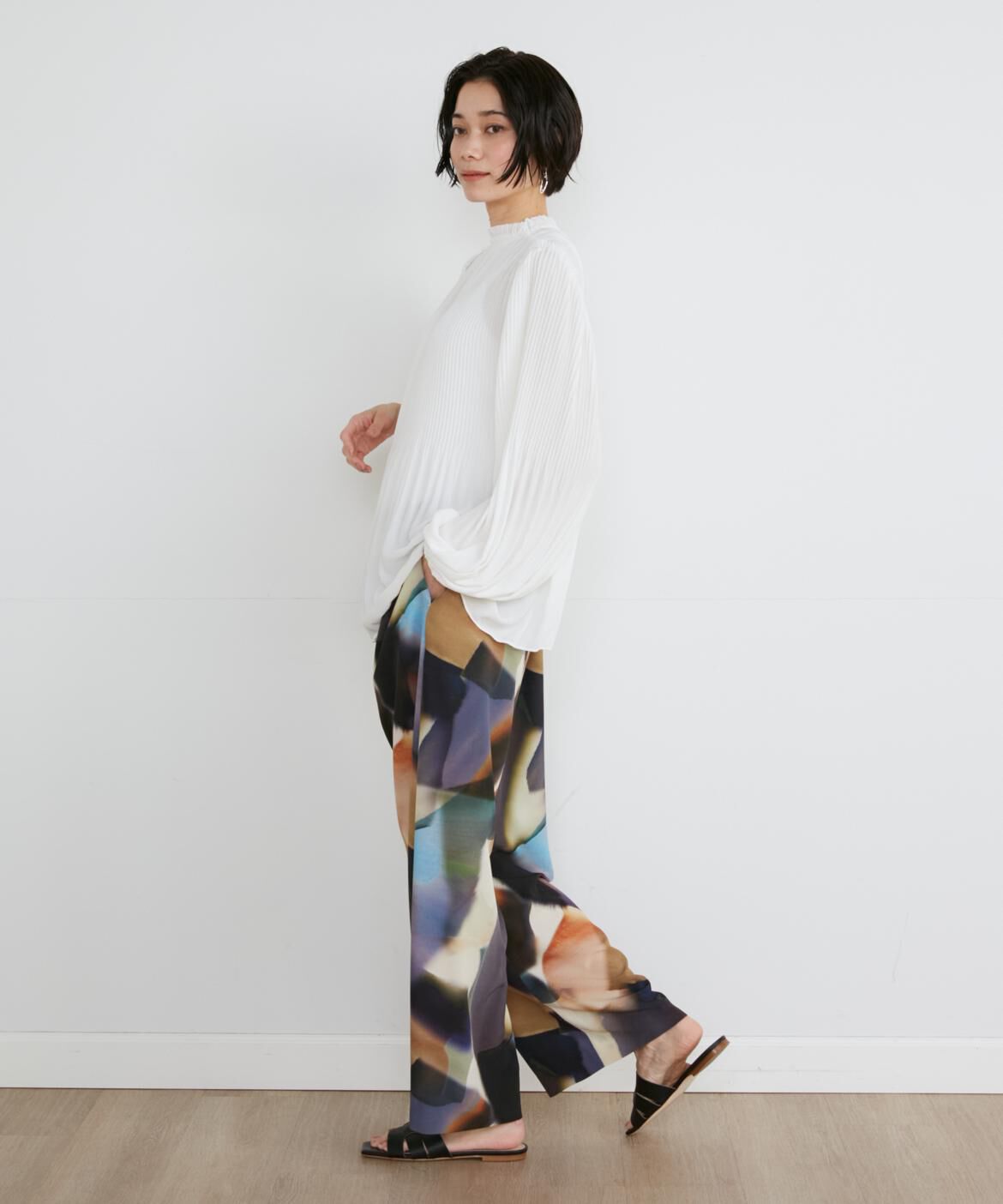 INED「《大きいサイズ》プリントワイドパンツ《la veille by SUPERIOR CLOSET》」|その他|