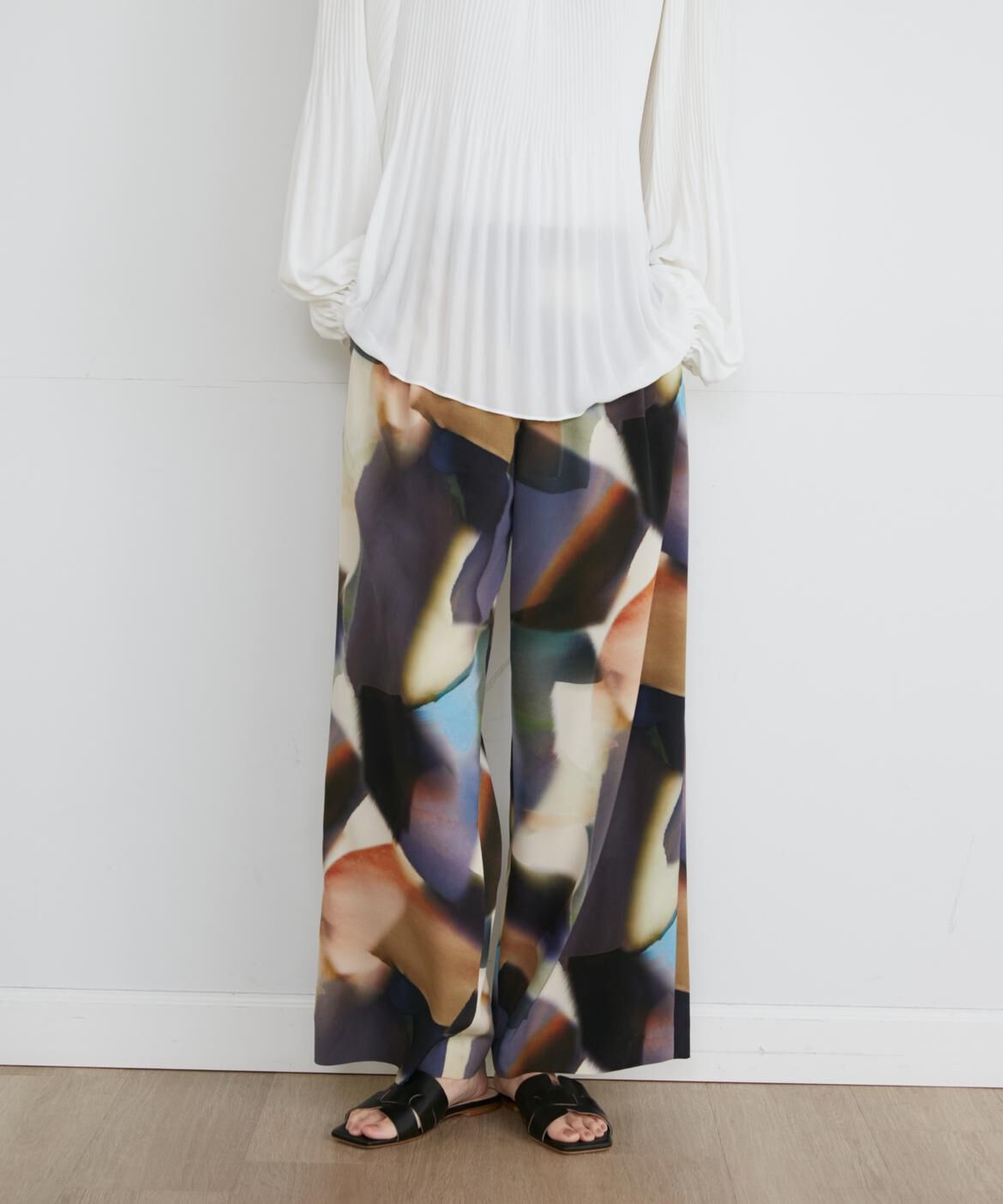 INED「《大きいサイズ》プリントワイドパンツ《la veille by SUPERIOR CLOSET》」|その他|パープル2