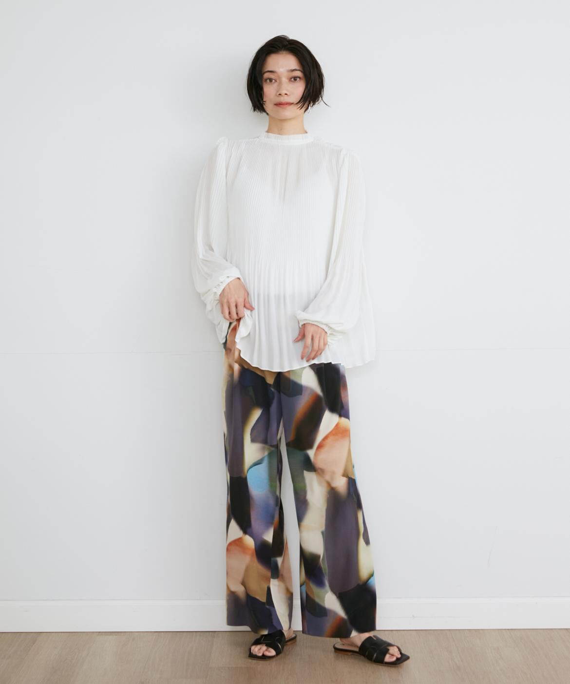 INED「《大きいサイズ》プリントワイドパンツ《la veille by SUPERIOR CLOSET》」|その他|