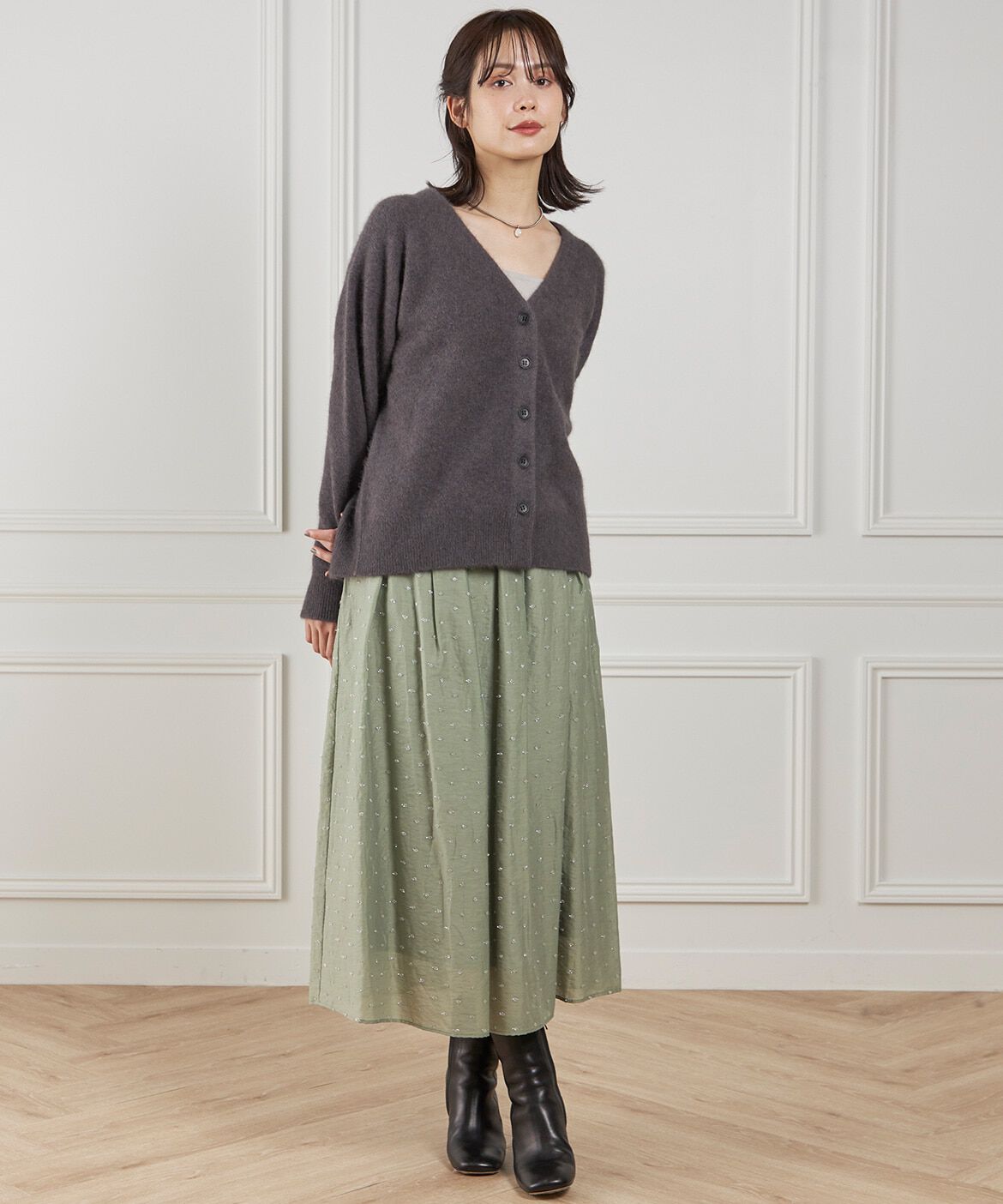 INED「ラメドットタックスカート」|スカート|