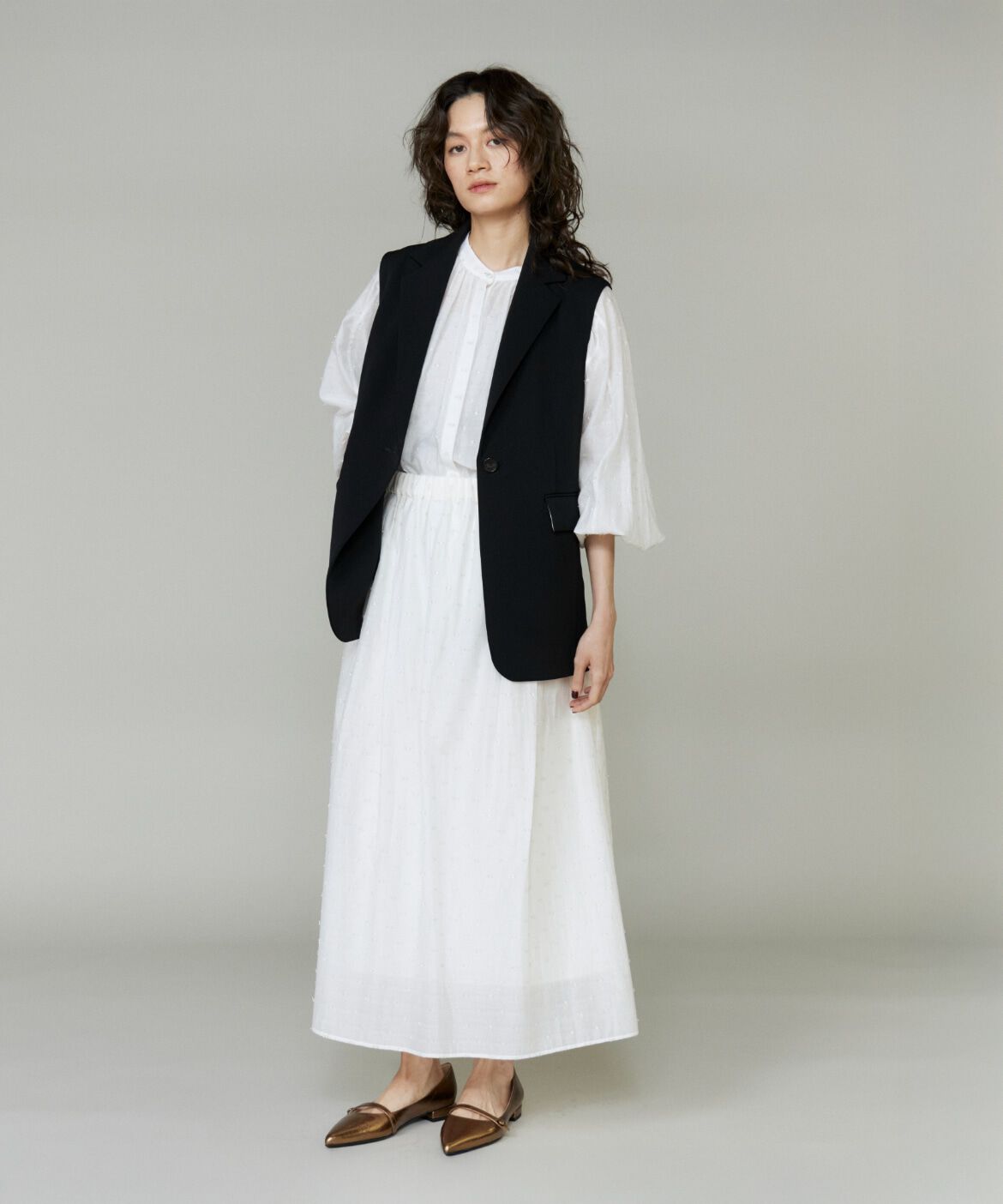 INED「ラメドットタックスカート」|スカート|