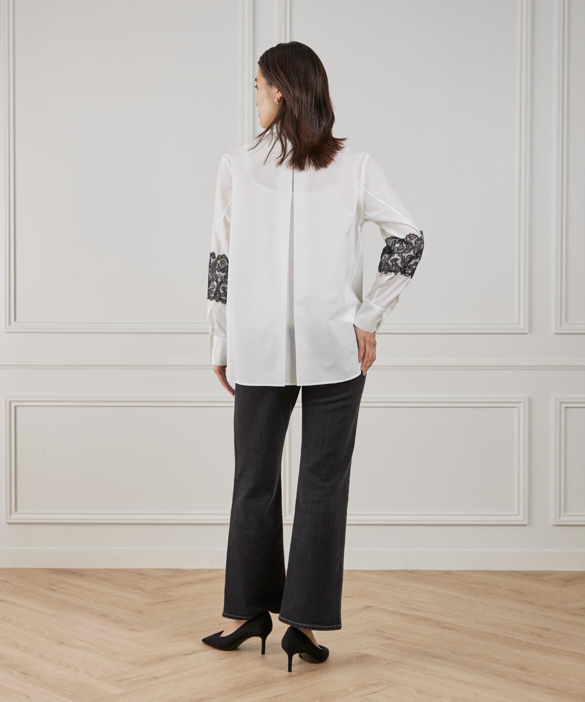 Maglie le cassetto「《M Maglie le cassetto》ユニセックスレースドッキングブラウス」|シャツ・ブラウス|