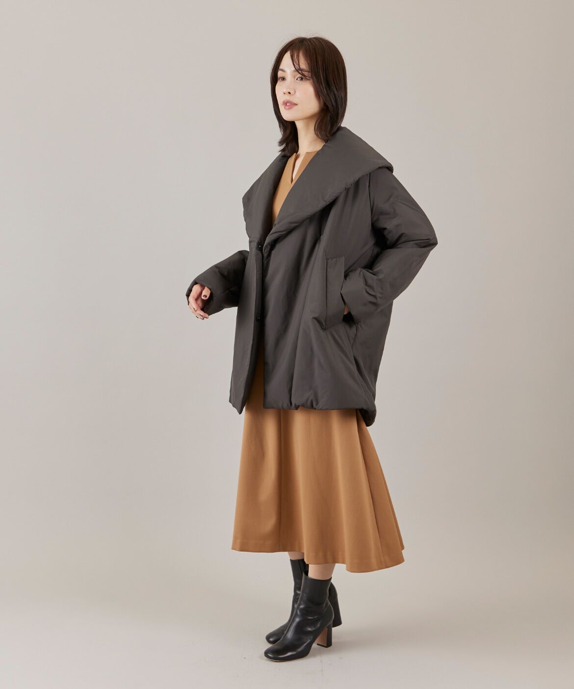 INED「《大きいサイズ》キーネックワンピース　」|ワンピース|