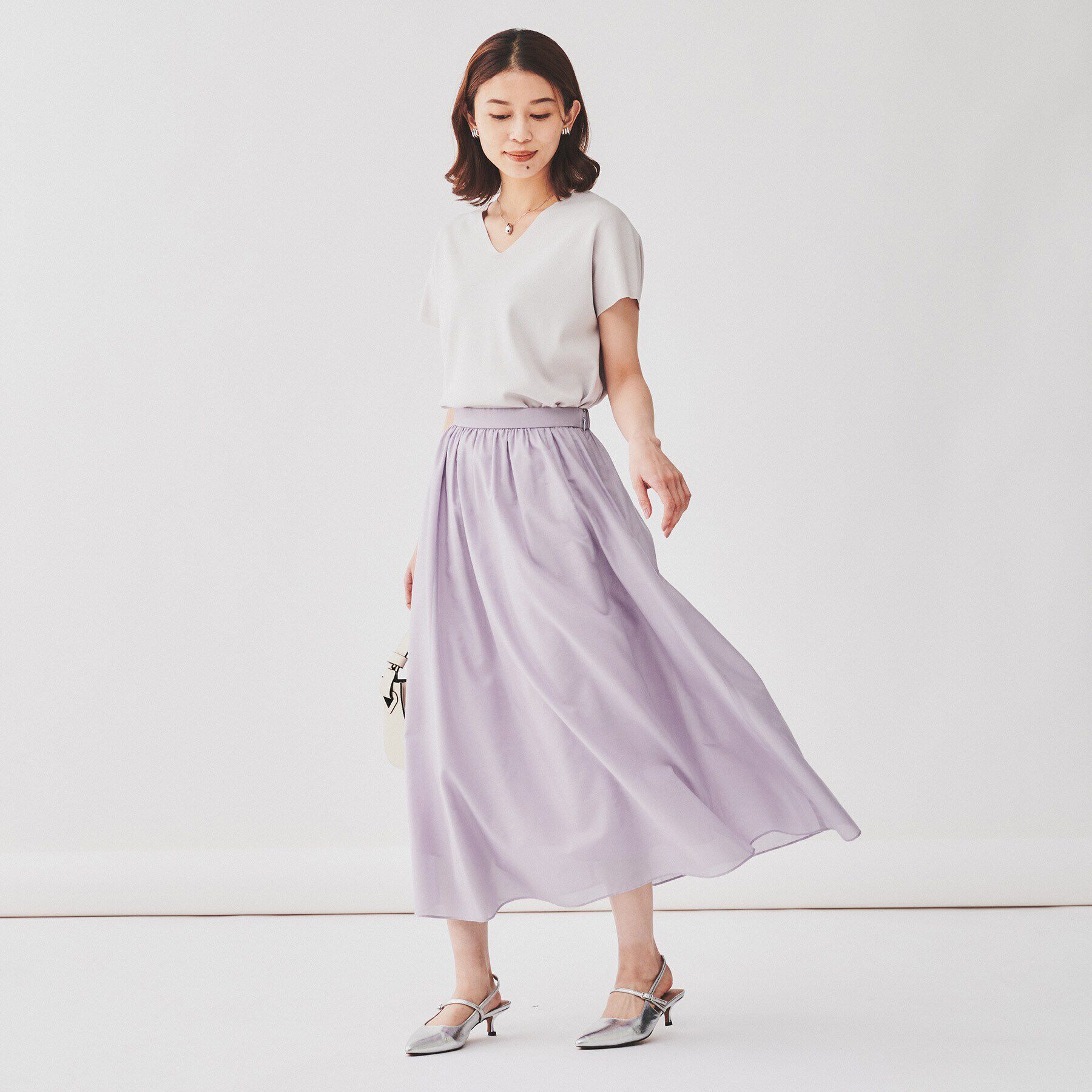 UNTITLED「【ふわり軽やか/ウエスト後ろゴム仕様】シアーフレアスカート」|スカート|