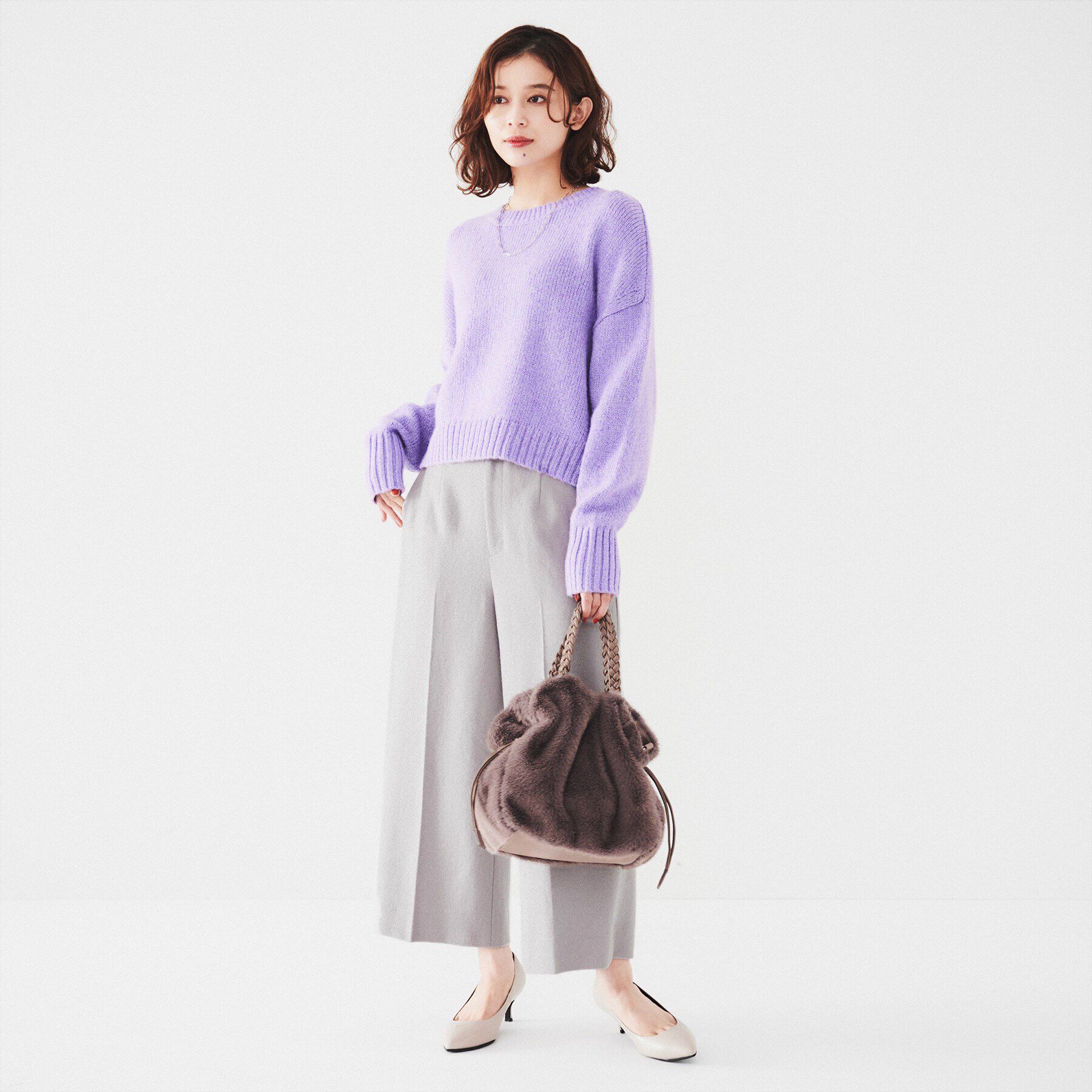 UNTITLED「【後ろウエストゴム/センタープレス】ウールミルドスムース ワイドパンツ」|その他|