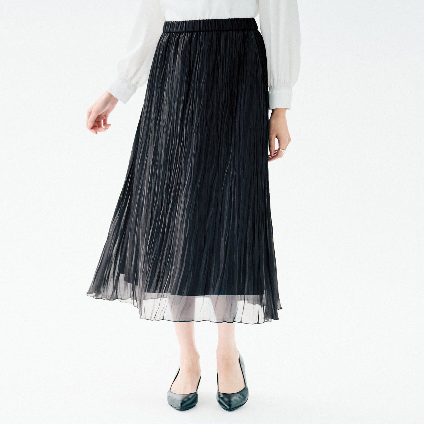 UNTITLED「シャイニープリーツスカート」|スカート|ネイビー(094)