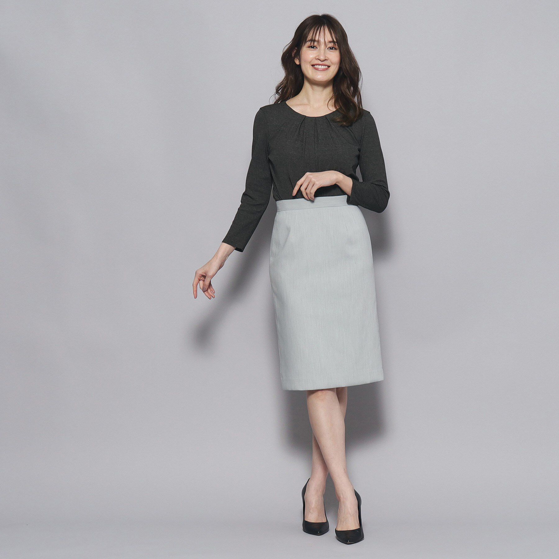 COUP DE CHANCE「【洗える／日本製／ラメ入り】上品ラウンドネックプルオーバー」|Tシャツ・カットソー|