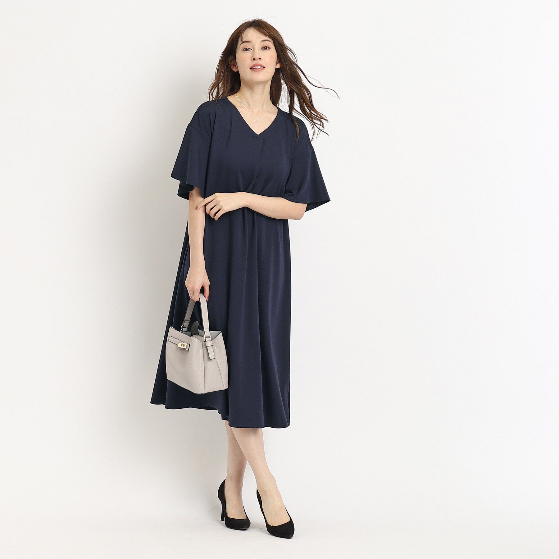 COUP DE CHANCE「【洗える／裏地無し／ジャージ素材】セミフレアーワンピース」|ワンピース|