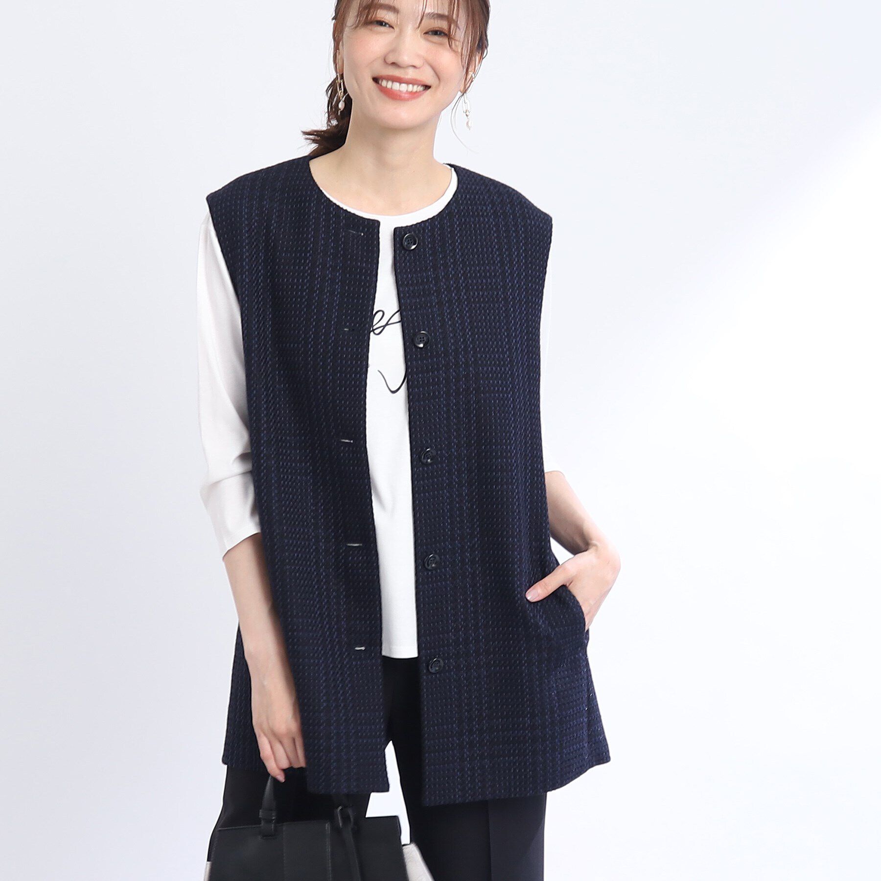 Reflect「ジャケットライクツイードジレ」|ベスト・ジレ|