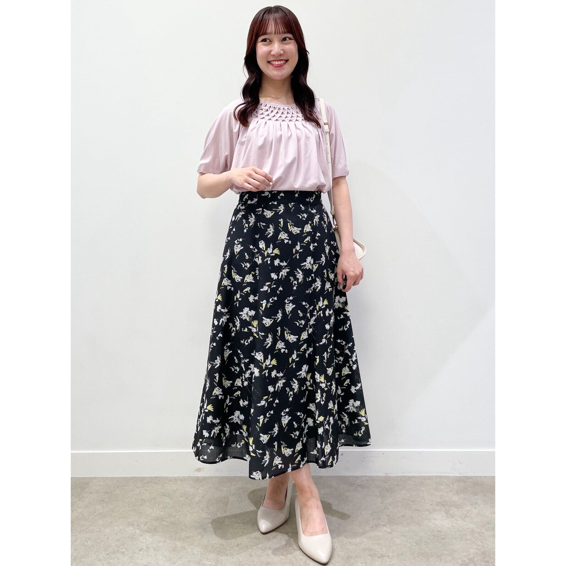 Reflect「【SALE／接触冷感／洗える】スモッキング刺繍ジャージブラウス」|Tシャツ・カットソー|