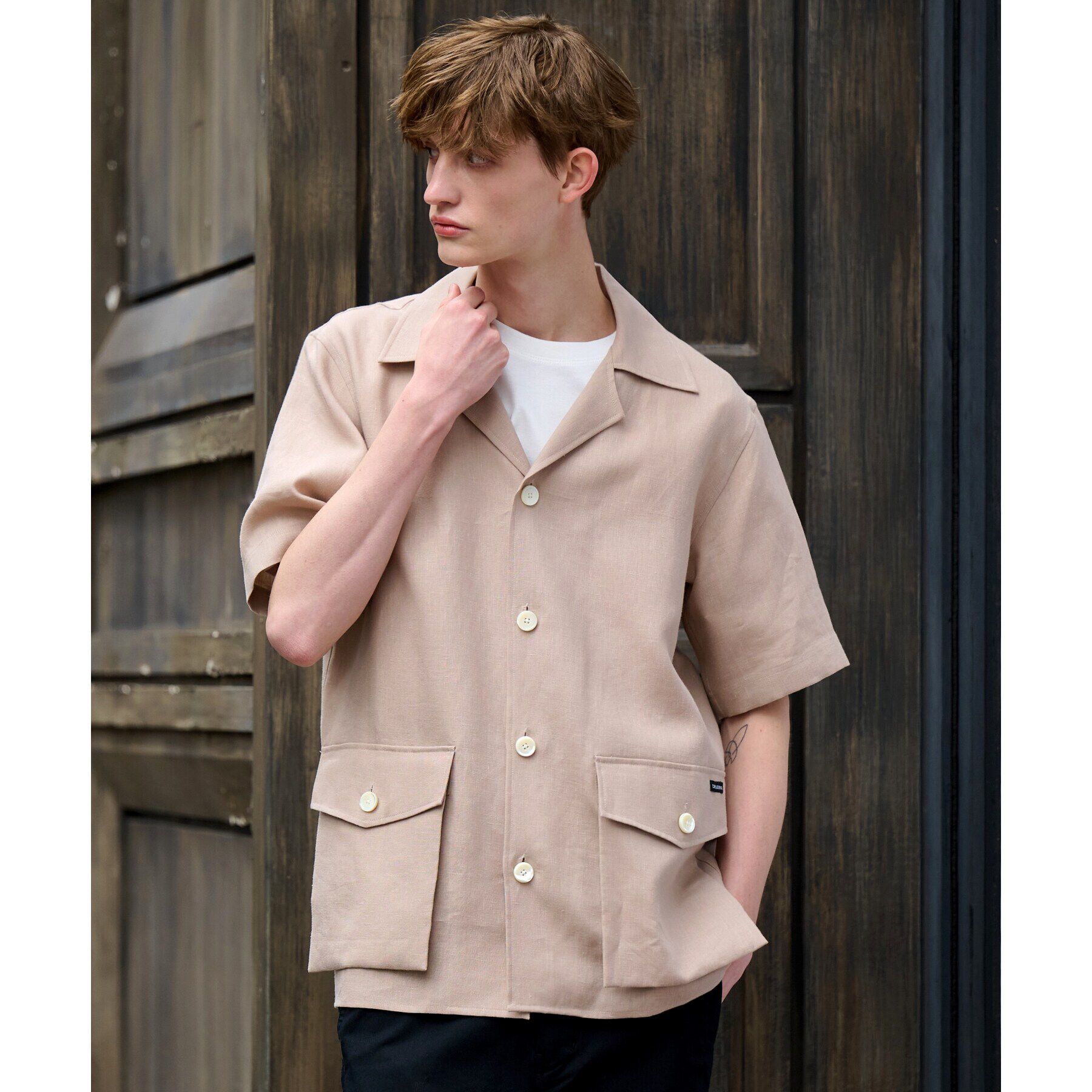 DRESSTERIOR「【Safari5月号掲載】【セットアップ可】オープンカラープエルトリコシャツ」|シャツ・ブラウス|ベージュ(052)