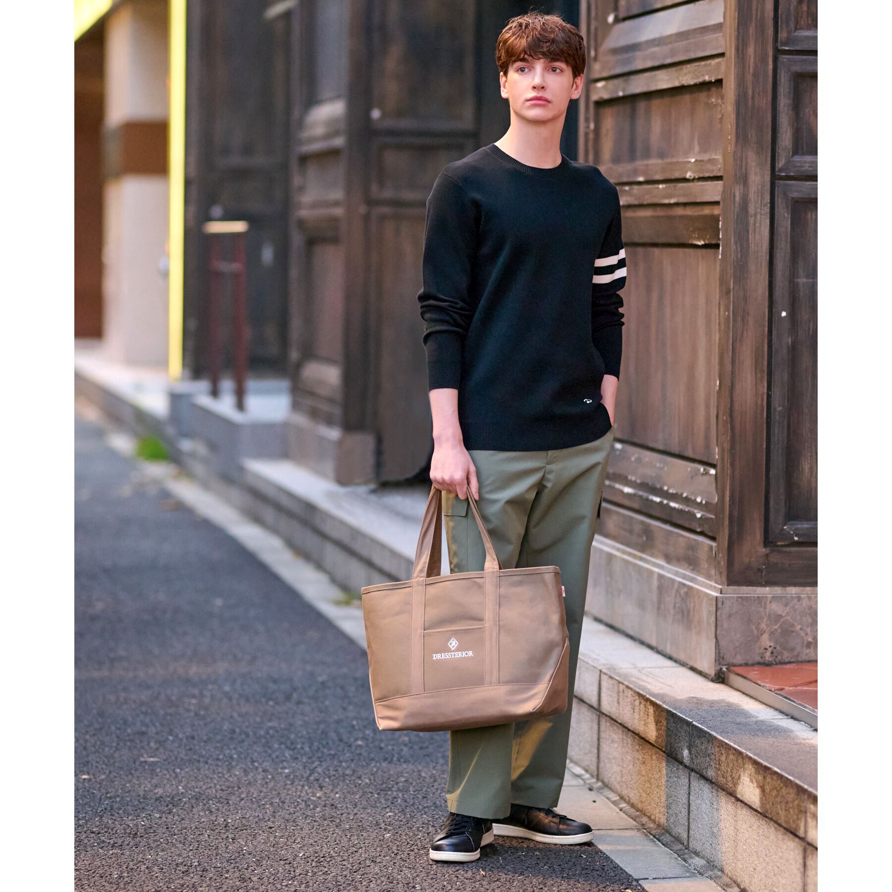 DRESSTERIOR「コットンスムース アームラインクルーネックニット」|ニット・セーター|