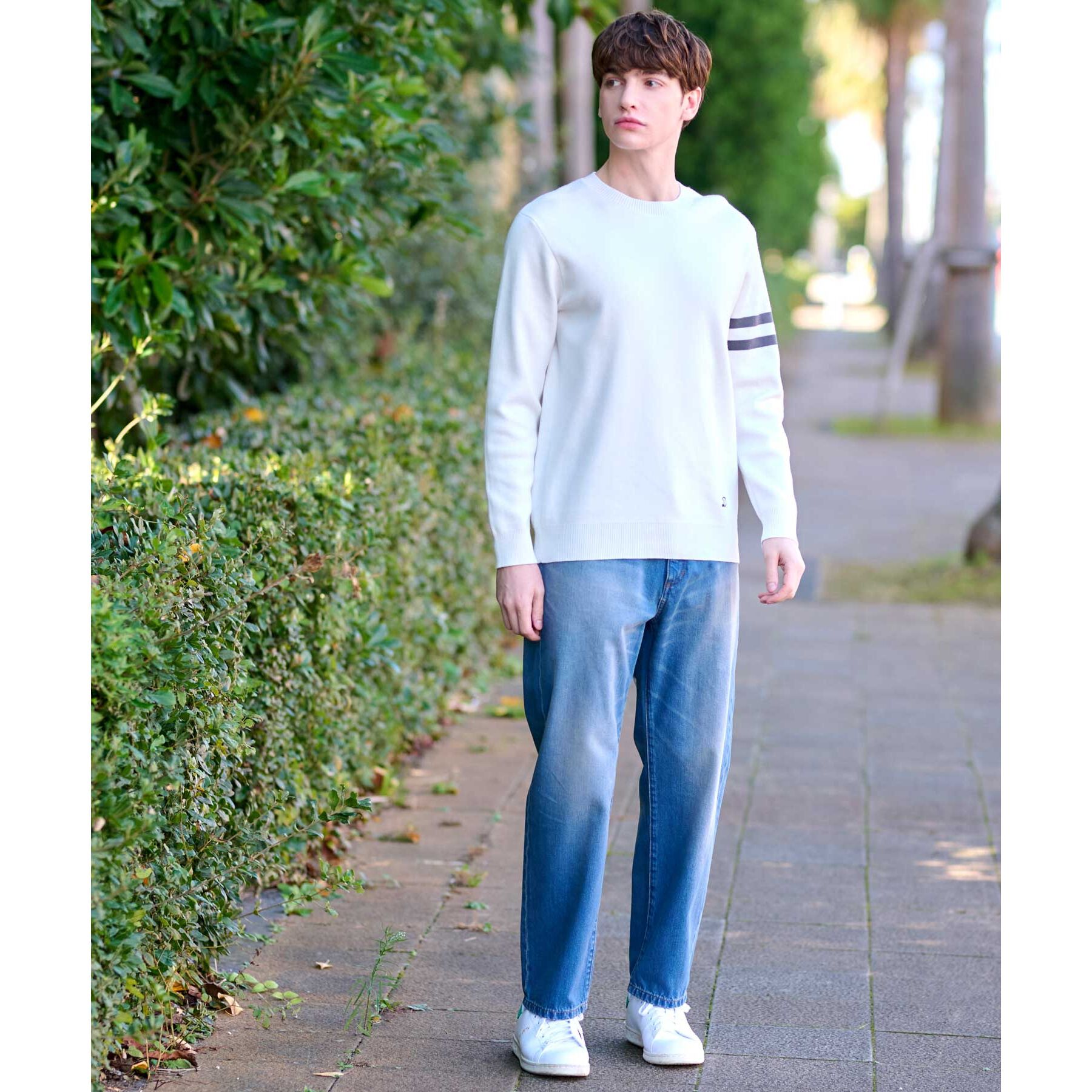 DRESSTERIOR「コットンスムース アームラインクルーネックニット」|ニット・セーター|