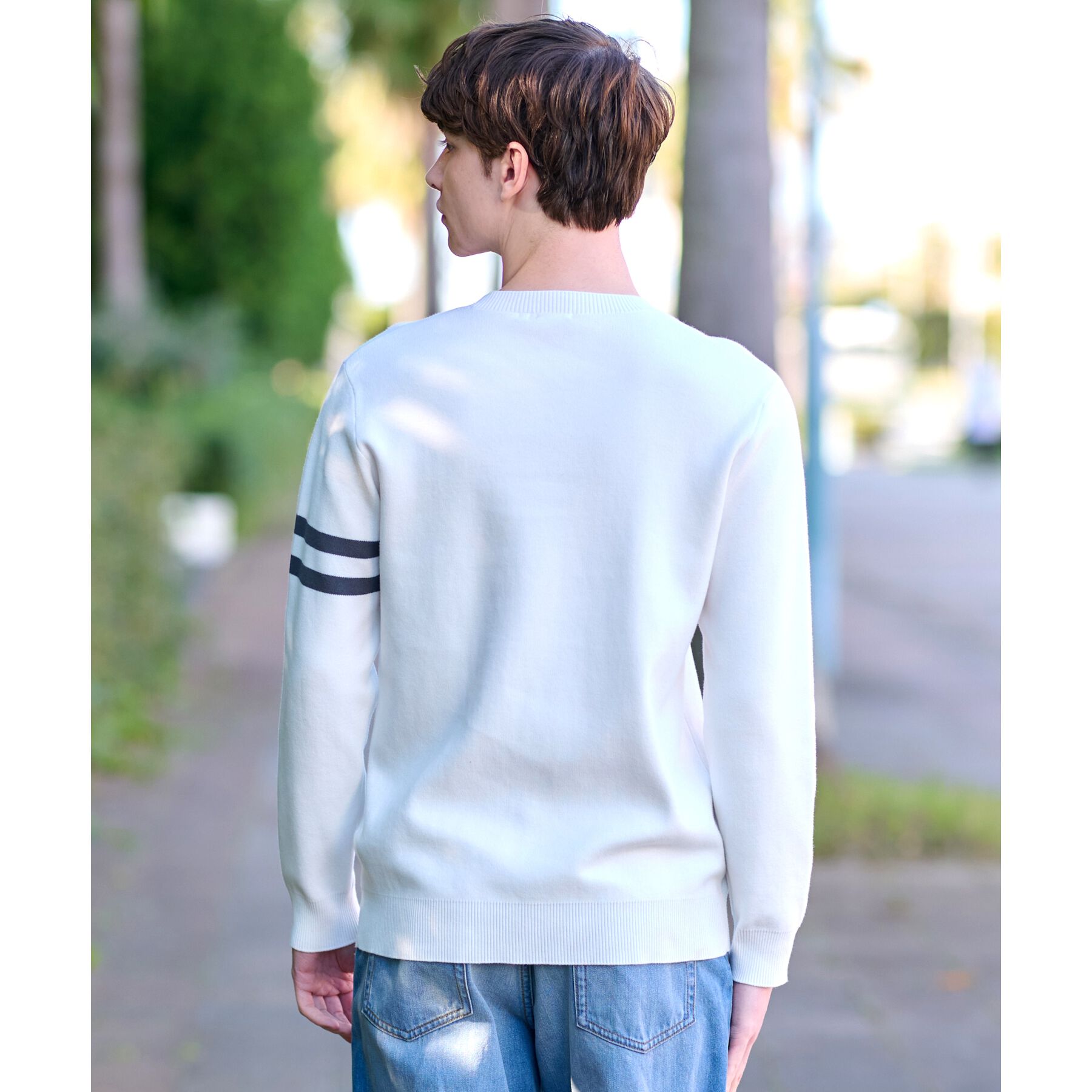 DRESSTERIOR「コットンスムース アームラインクルーネックニット」|ニット・セーター|