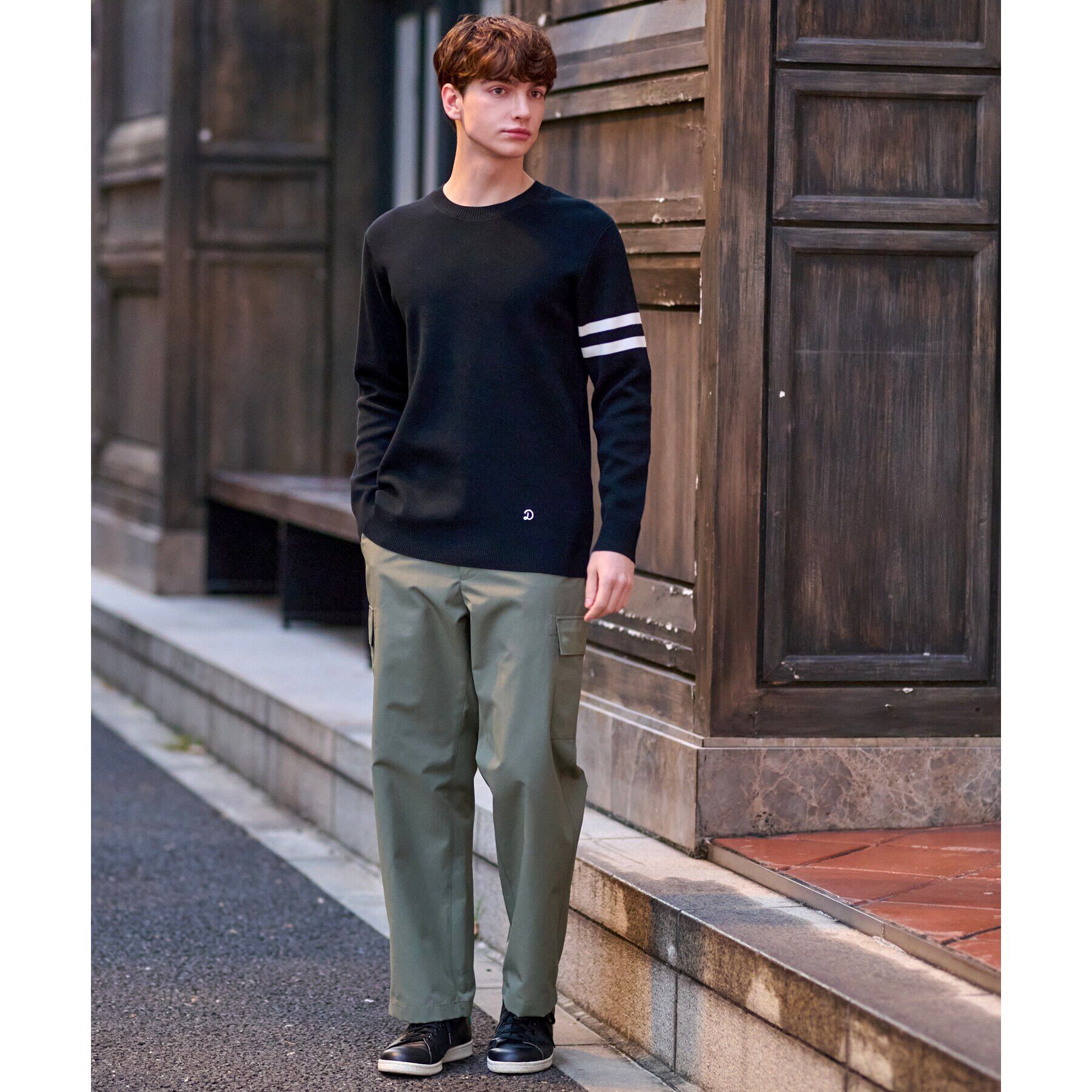 DRESSTERIOR「コットンスムース アームラインクルーネックニット」|ニット・セーター|