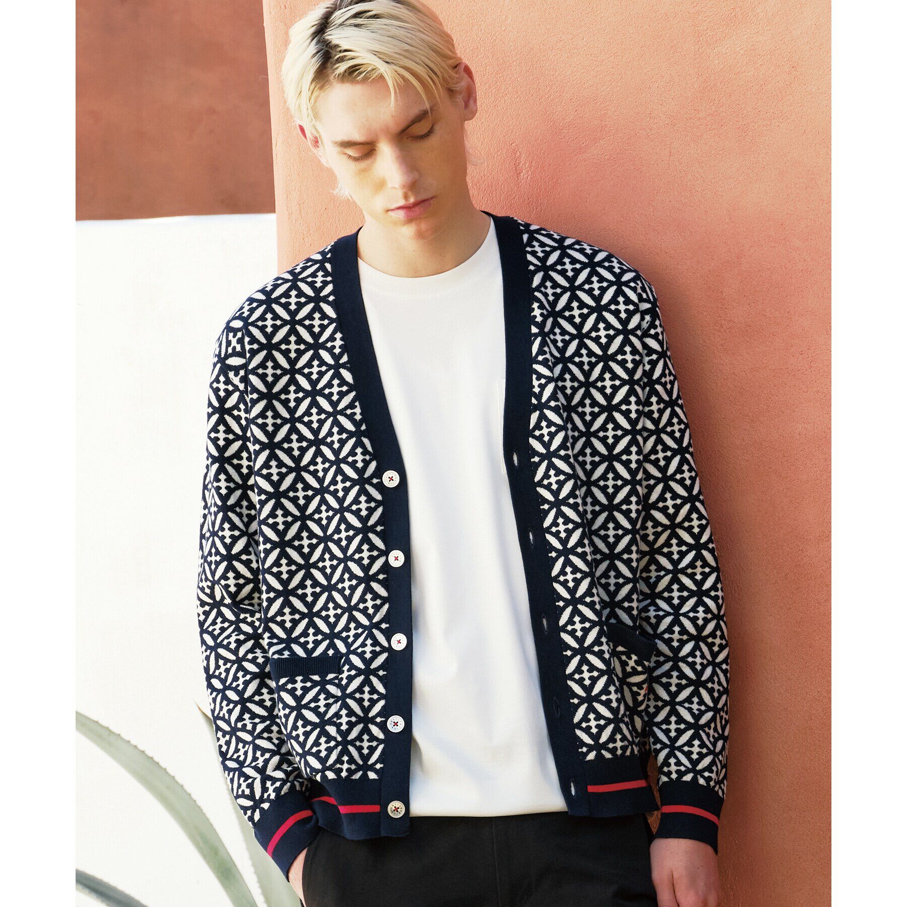 DRESSTERIOR「オーバーラップサークル ジャカード ニットカーディガン」|カーディガン|