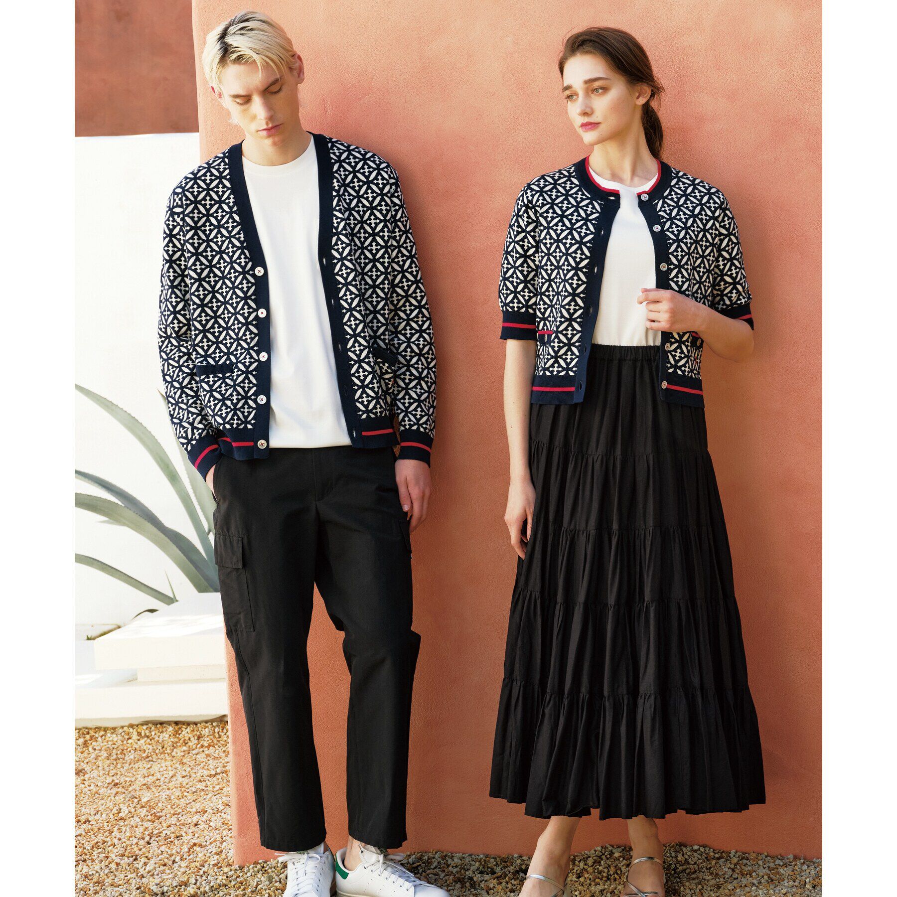 DRESSTERIOR「オーバーラップサークル ジャカード ニットカーディガン」|カーディガン|