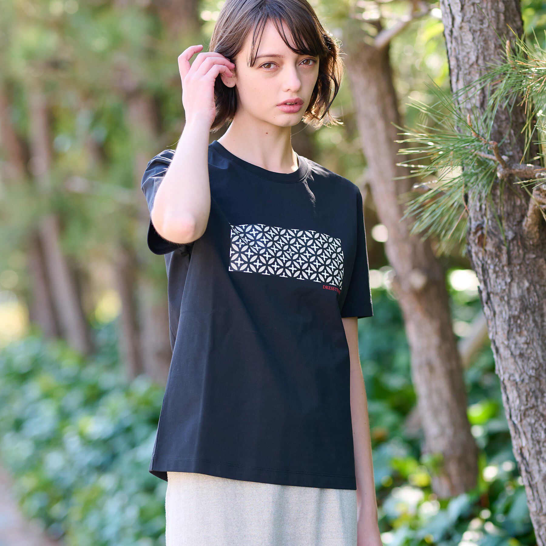 DRESSTERIOR「【接触冷感/UVカット】バックブリーズテックオーバーラップサークルプリントTシャツ」|Tシャツ・カットソー|