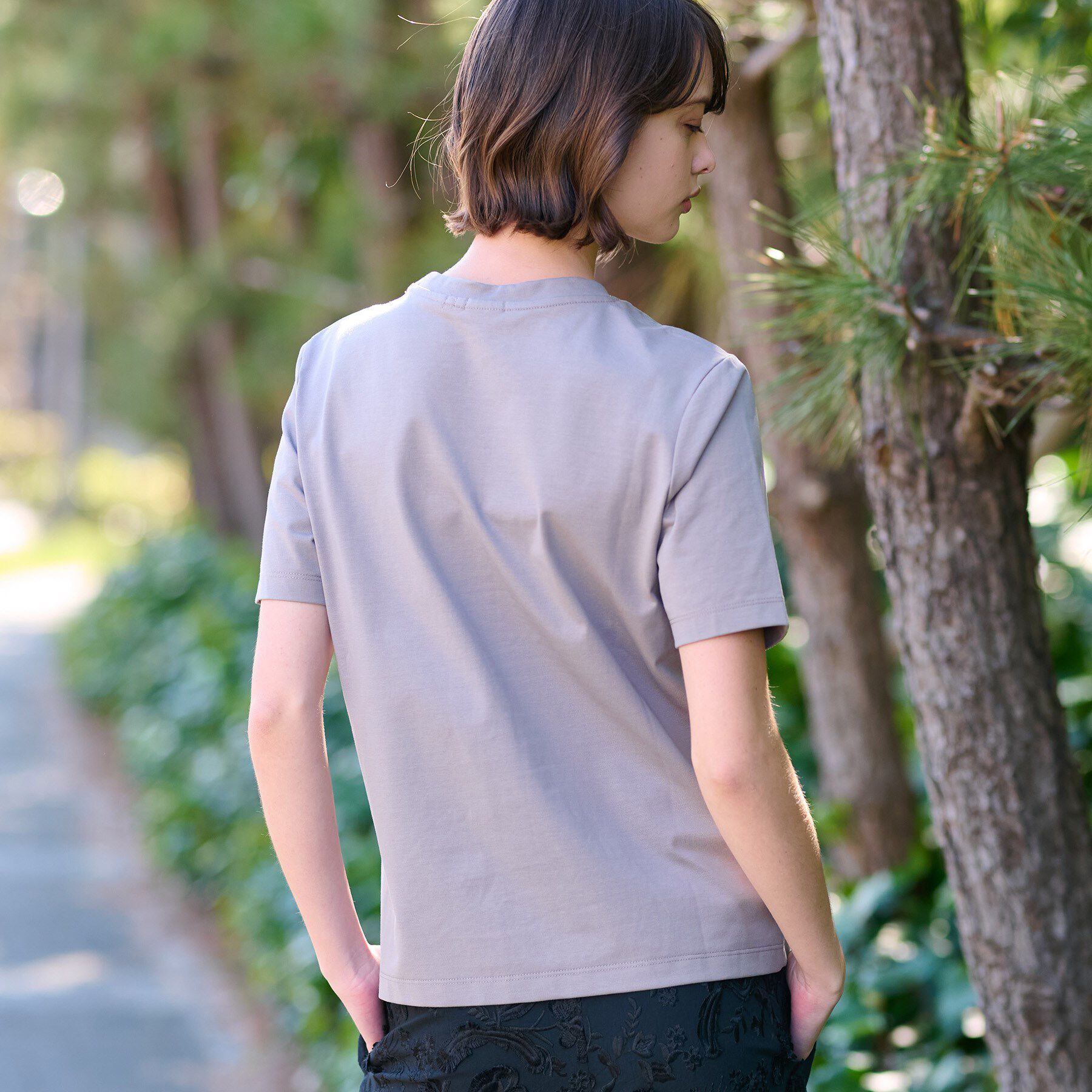 DRESSTERIOR「【接触冷感/UVカット】バックブリーズテックオーバーラップサークルプリントTシャツ」|Tシャツ・カットソー|