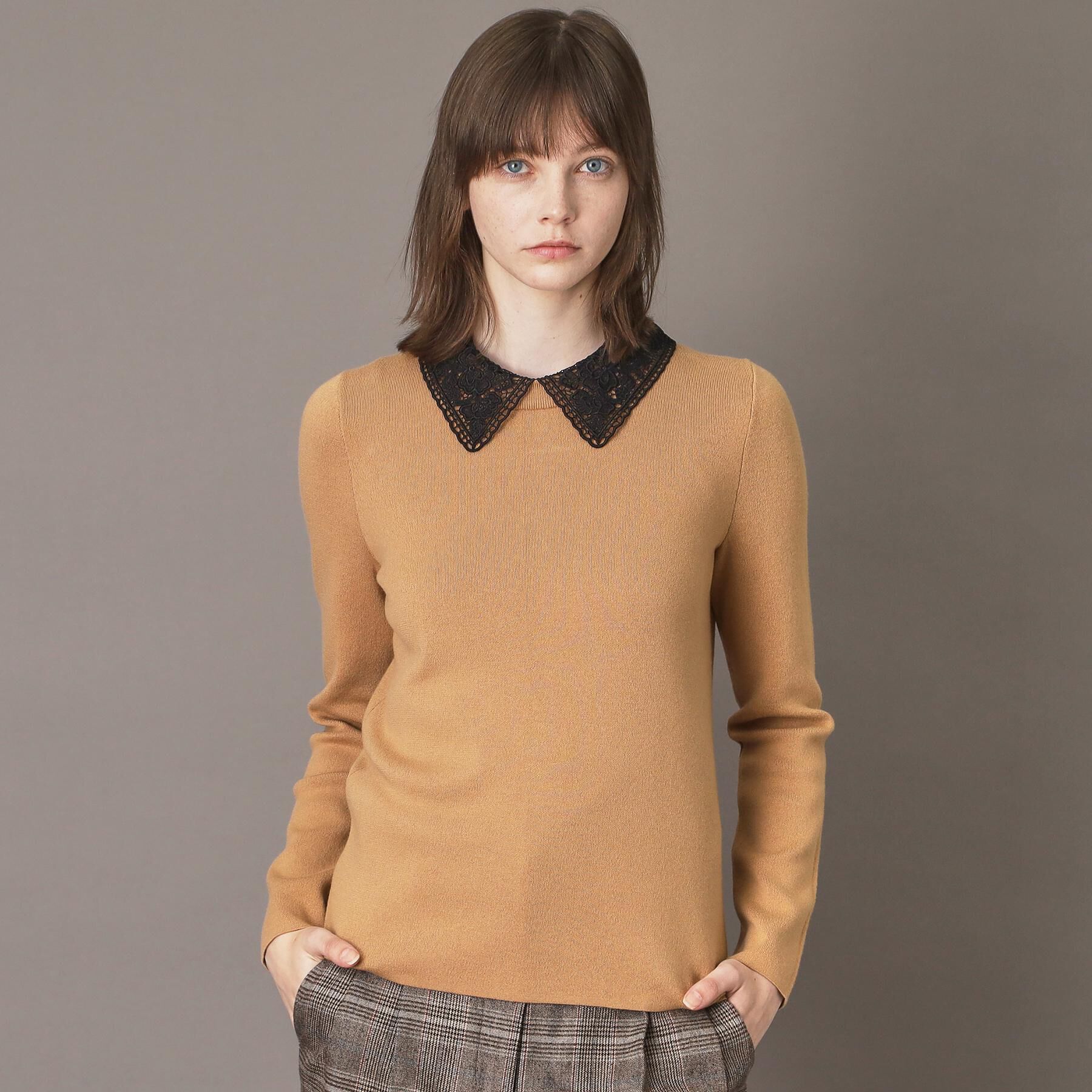 DRESSTERIOR「2WAYレースカラーニット」|ニット・セーター|ベージュ(052)