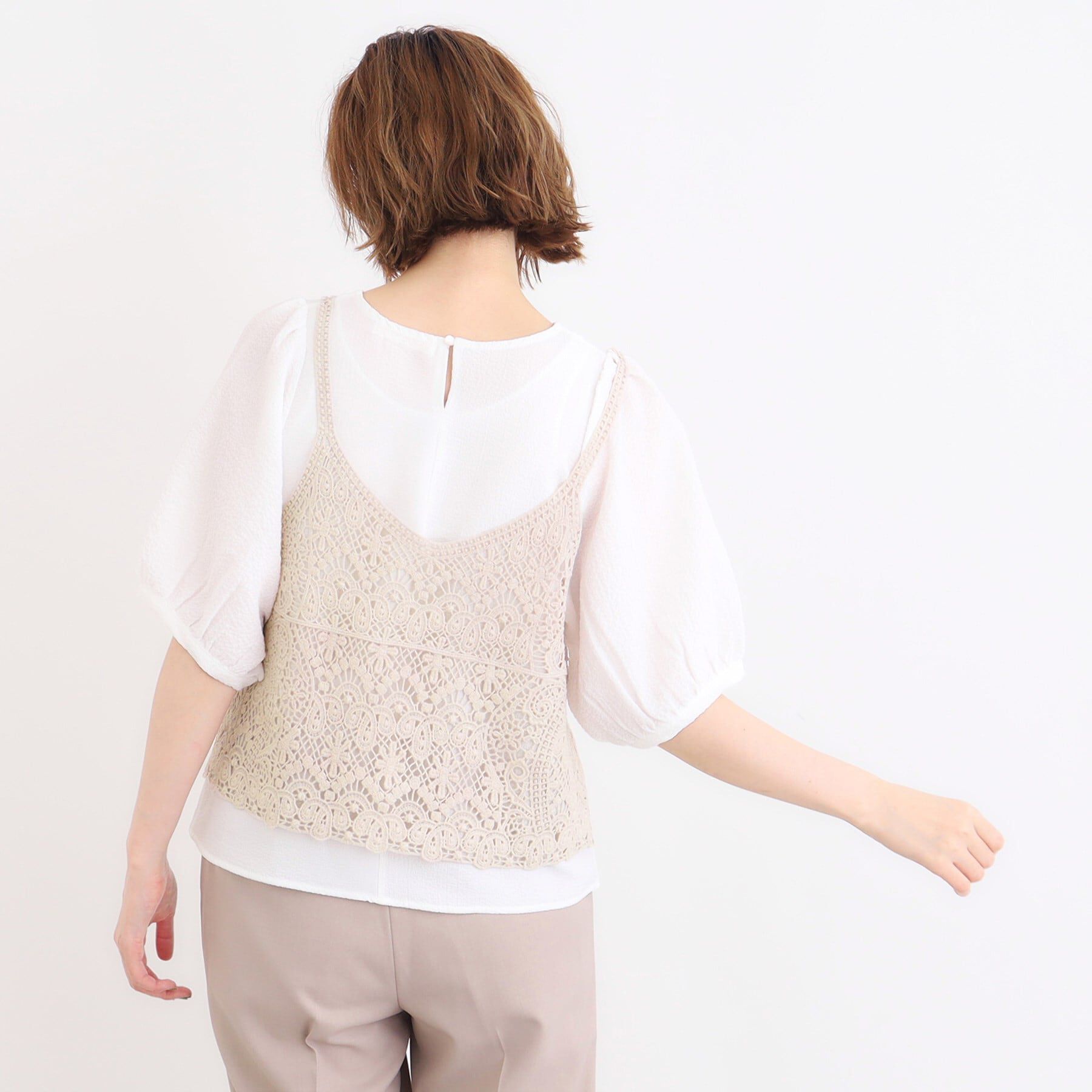 grove「クロシェ風ビスチェ&times;ブラウスセット」|シャツ・ブラウス|