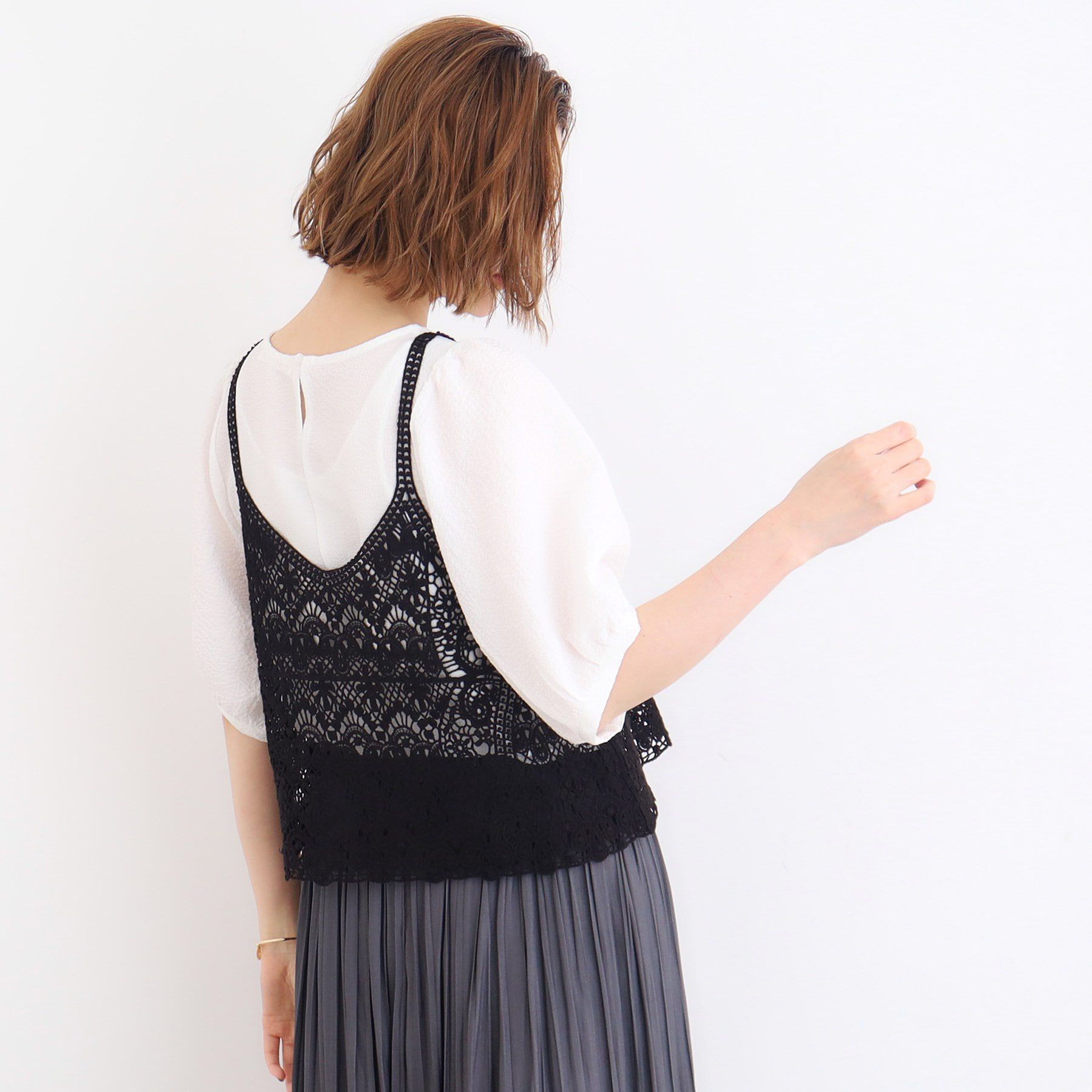 grove「クロシェ風ビスチェ&times;ブラウスセット」|シャツ・ブラウス|