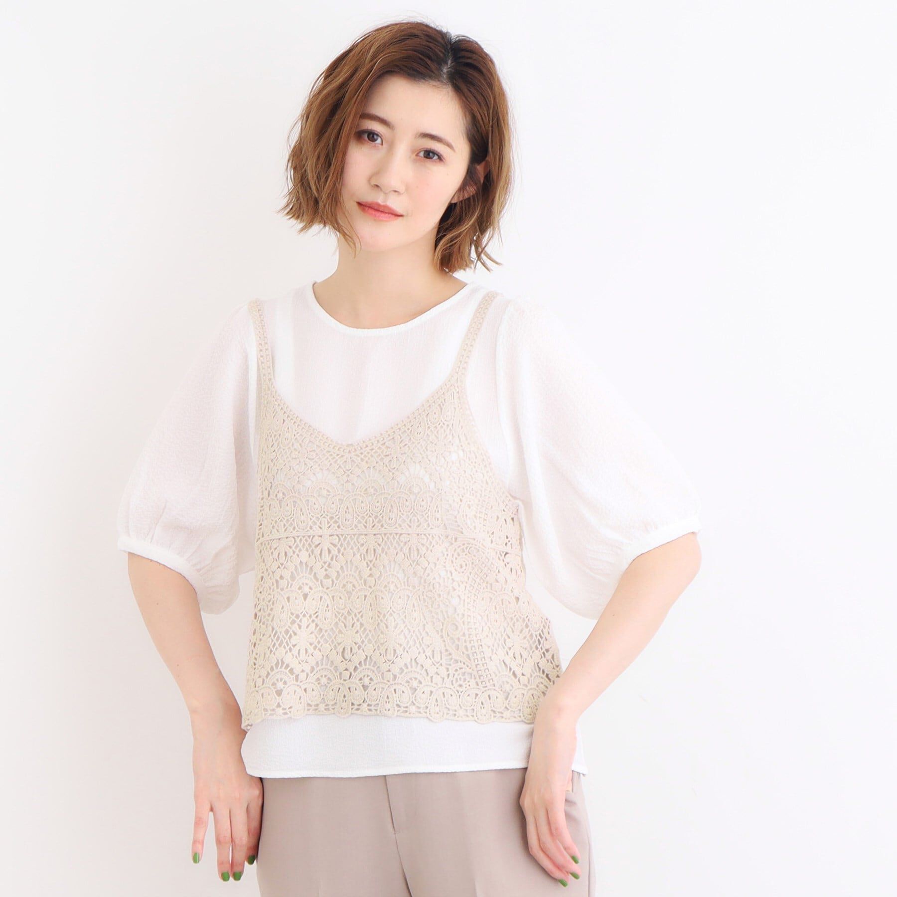 grove「クロシェ風ビスチェ&times;ブラウスセット」|シャツ・ブラウス|