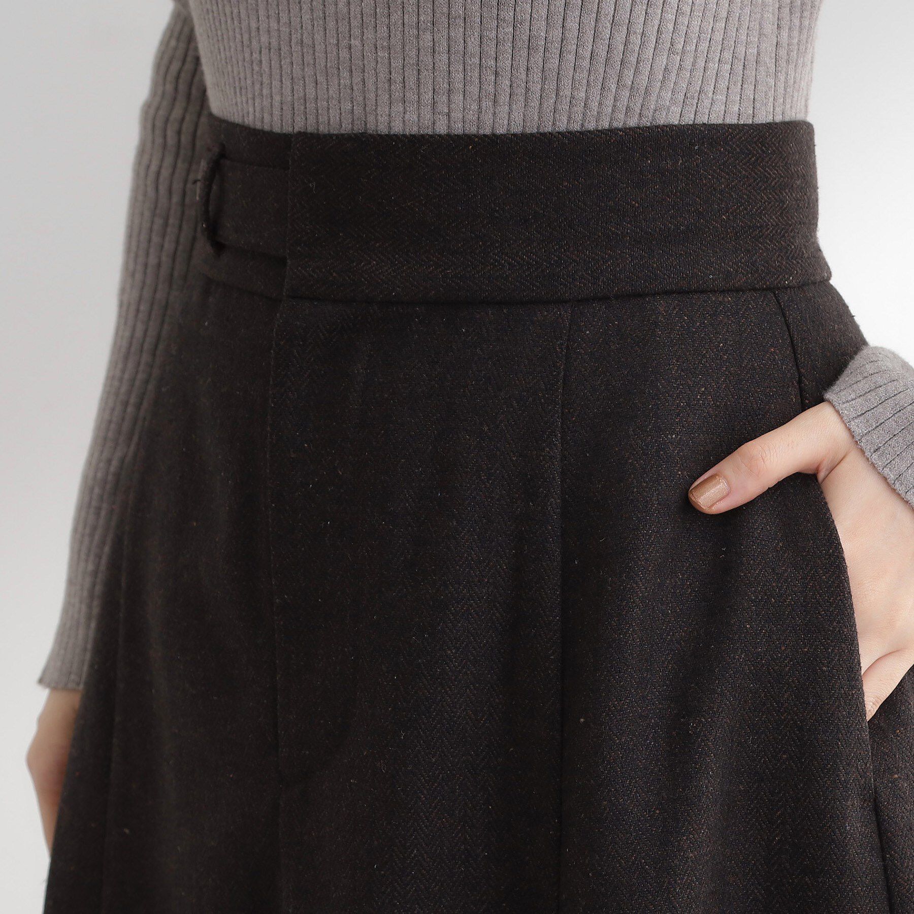 grove「へリンボンツイードフレアマキシスカート」|スカート|