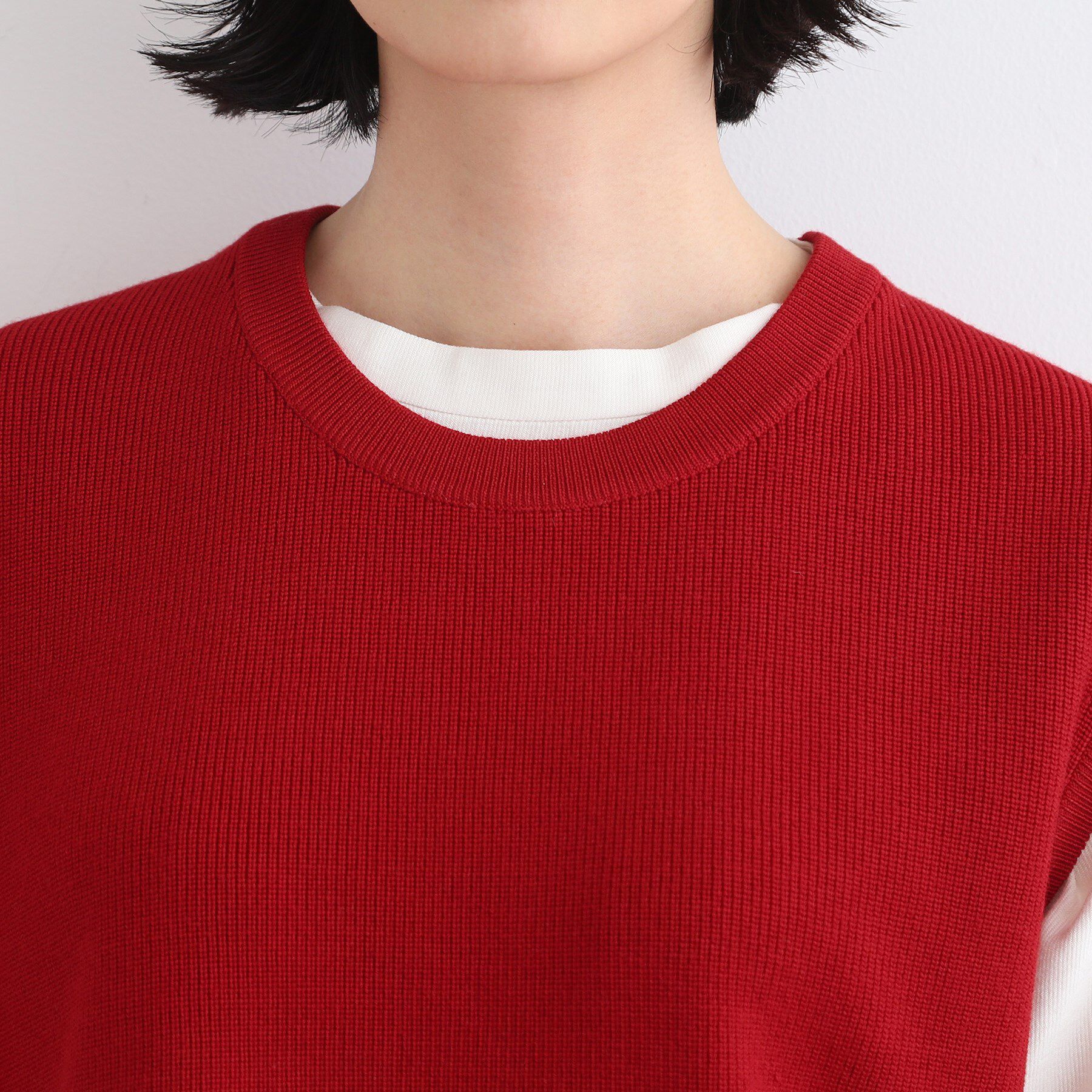 INDIVI「【洗える】アシンメトリーニットベスト」|ニット・セーター|